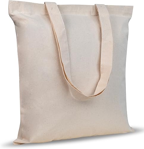 CHIC WEAVER Reusable Cotton Tote Bags Bulk Tote Bags with Handles in 512203050100 Pack, 15x16-DIY, Shopping, Promotion