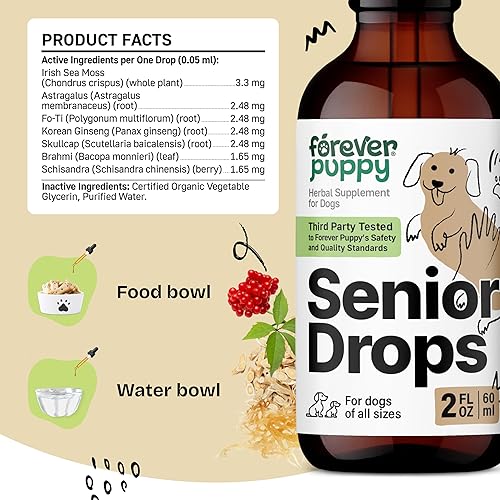 Miniatura 3 de Forever Puppy Senior Dogs Drops - Complejo de apoyo inmunológico y cerebral para perros ancianos de todas las razas y tamaños, vitaminas y