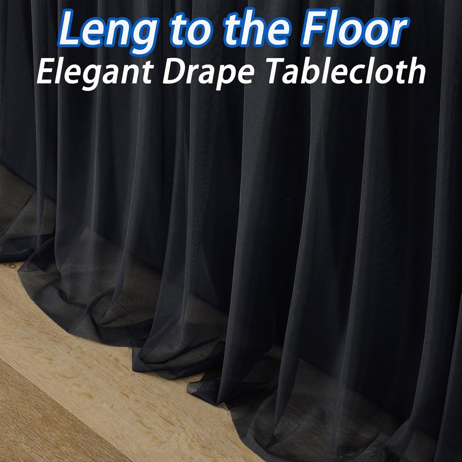 leegleri 6 pk 8ft Black Tulle Tablecloth for Rectangle Tables, 2-in-1 Table Covers with Tulle Skirt,Wrinkle Free Stretchy Ruffle Tulle Table Cloths Fitted for Wedding Party Banquet Vendor