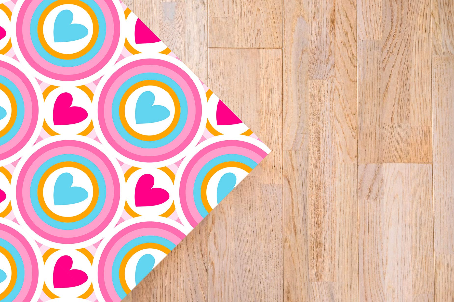 Panorama Agatha Ruiz de la Prada Alfombra Vinílica Cocina Salón - Varios Tamaños - (Hidráulico Azul Corazones Retro 60x110 cm)
