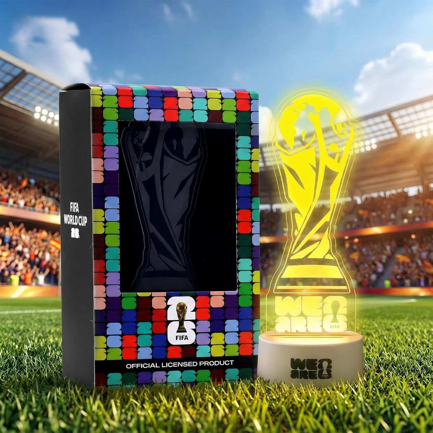 Official Licensed FIFA World Cup 2026 LED Night Light, 7 Color Touch Control FIFA World Cup Trophy Lamp, USB & Battery Powered | Football Fan Decor, Party & Gift for Soccer Ball Lovers &Fans