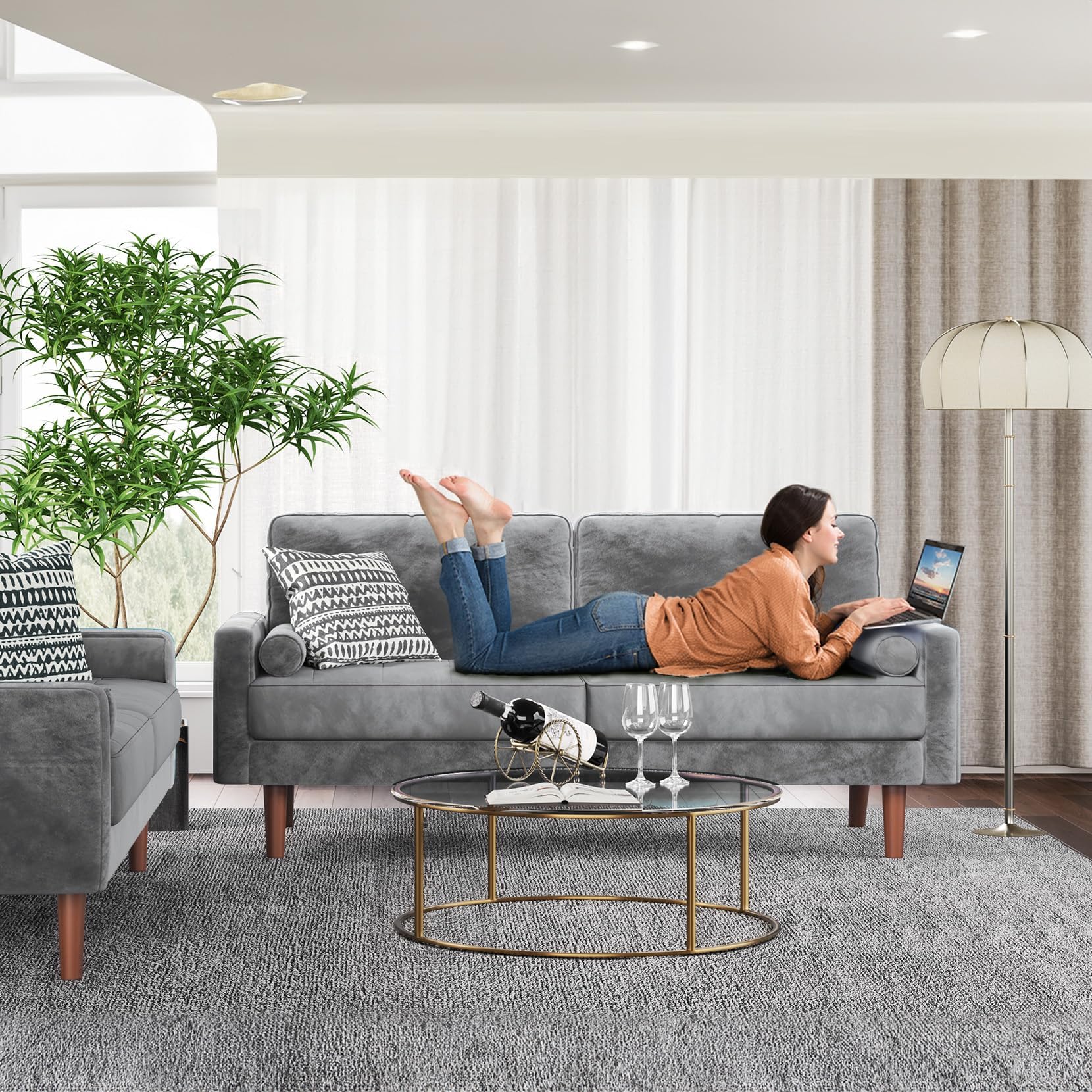 Amazon｜Vesgantti ソファー 3人掛け 幅174cm おしゃれ 北欧