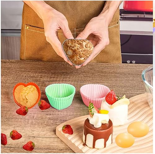 Miniatura 5 de 12 tazas de silicona multicolor para hornear, forros reutilizables para magdalenas, fáciles de limpiar, antiadherentes para fiestas, regalos