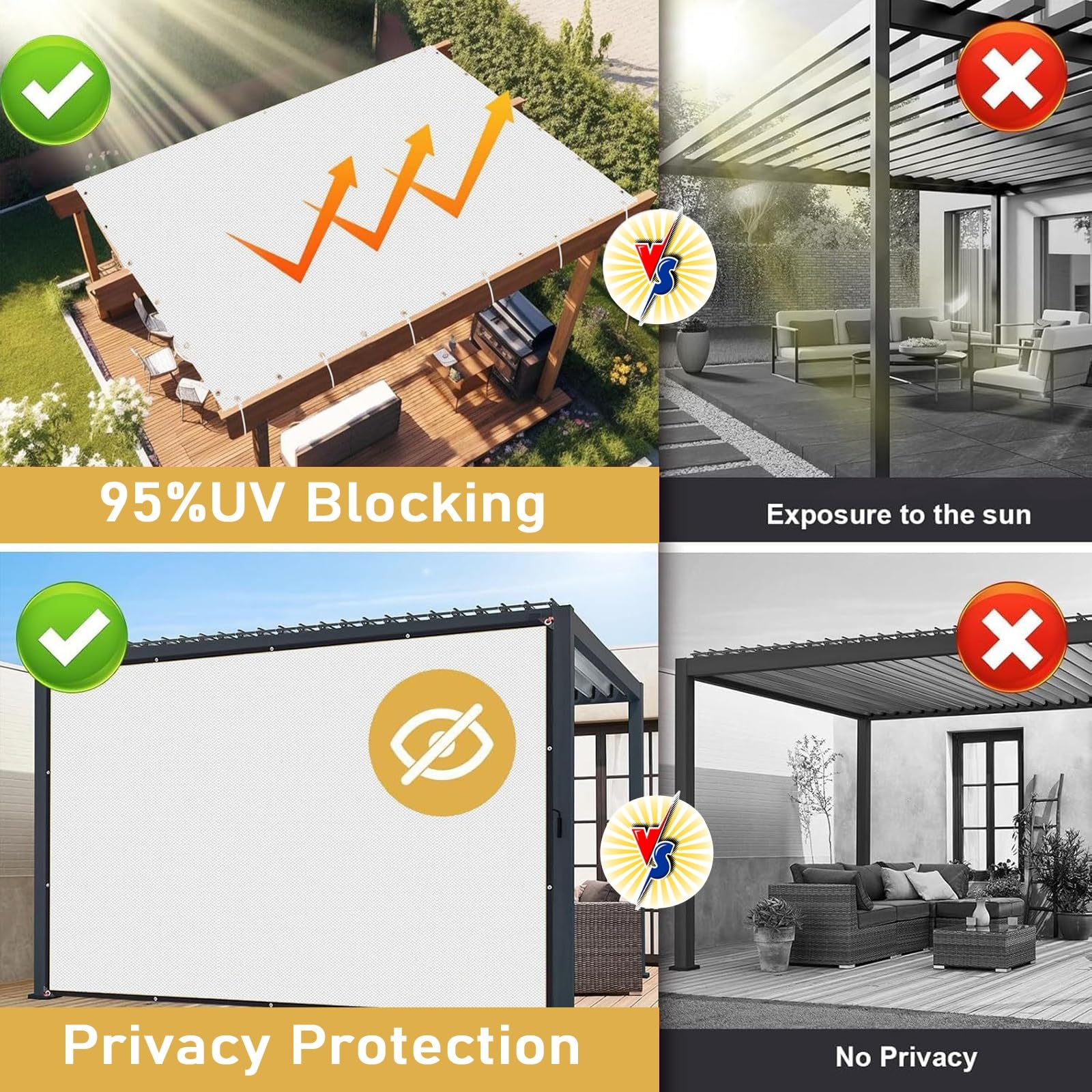 Voile D'ombrage | Toile D'ombrage | Voile De Parasol 160 G/m² Jaune 3x3 M Pehd Cfw50865 92220292