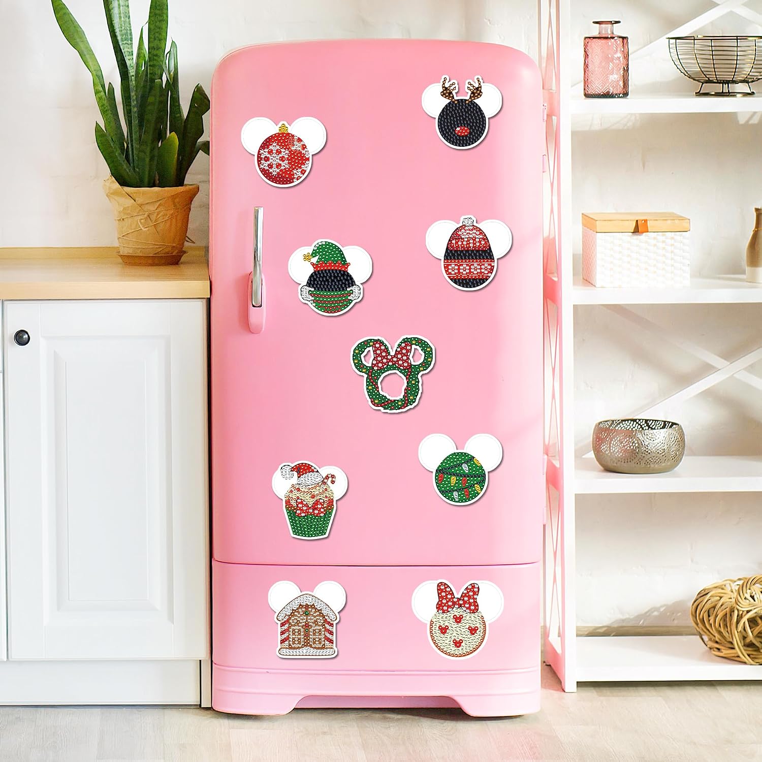 16 Pcs Christmas Diamond Art Magnets Refrigerator Diamond Painting Magnets image 5
