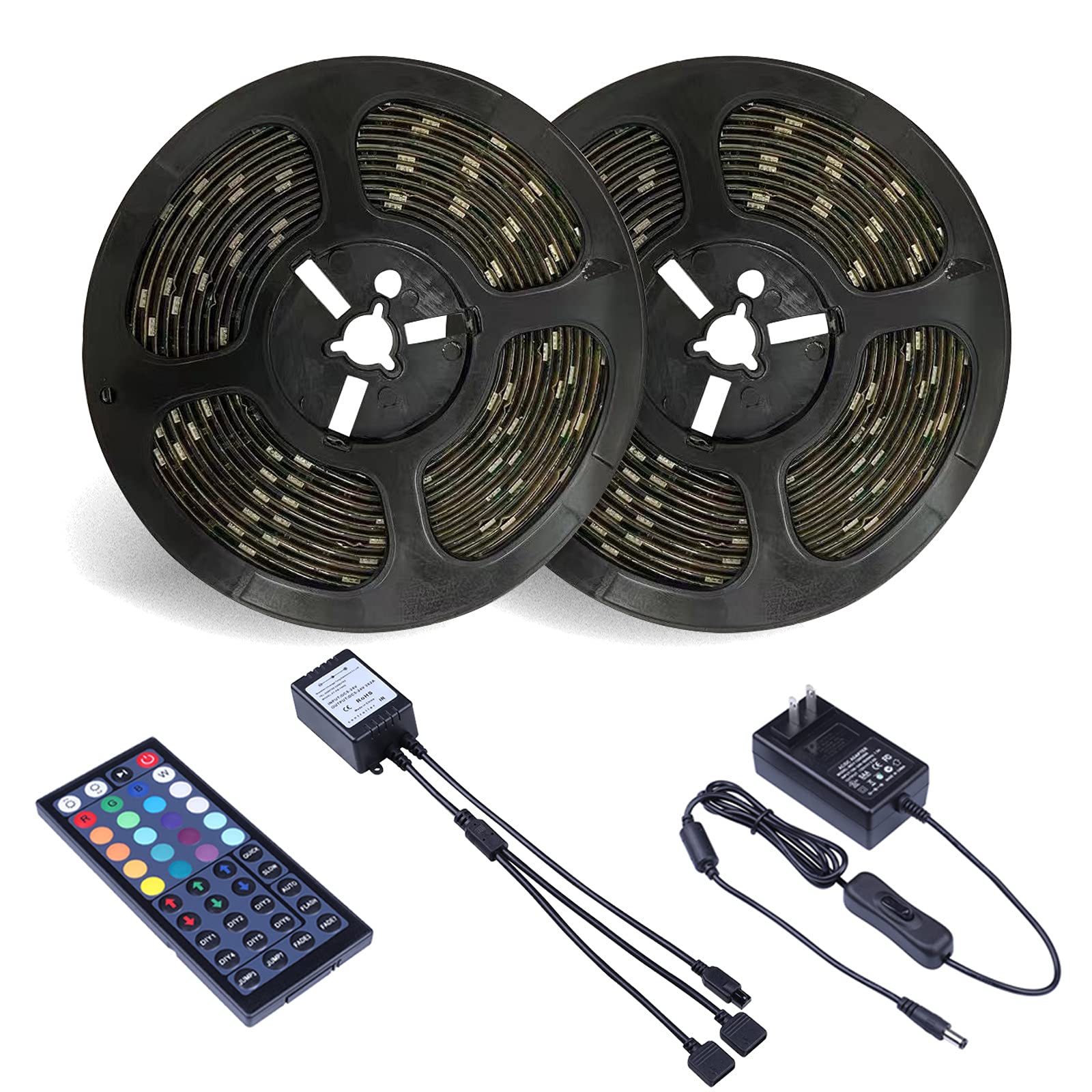 Led Strip Lights Kit 32.8 Ft (10m) 300leds Waterproof 5050 SMD RGB LED Flexible Lights with 44key ir Controller and Power Supply for Home,Kitchen,Trucks,Sitting Room and Bedroom Decoration.