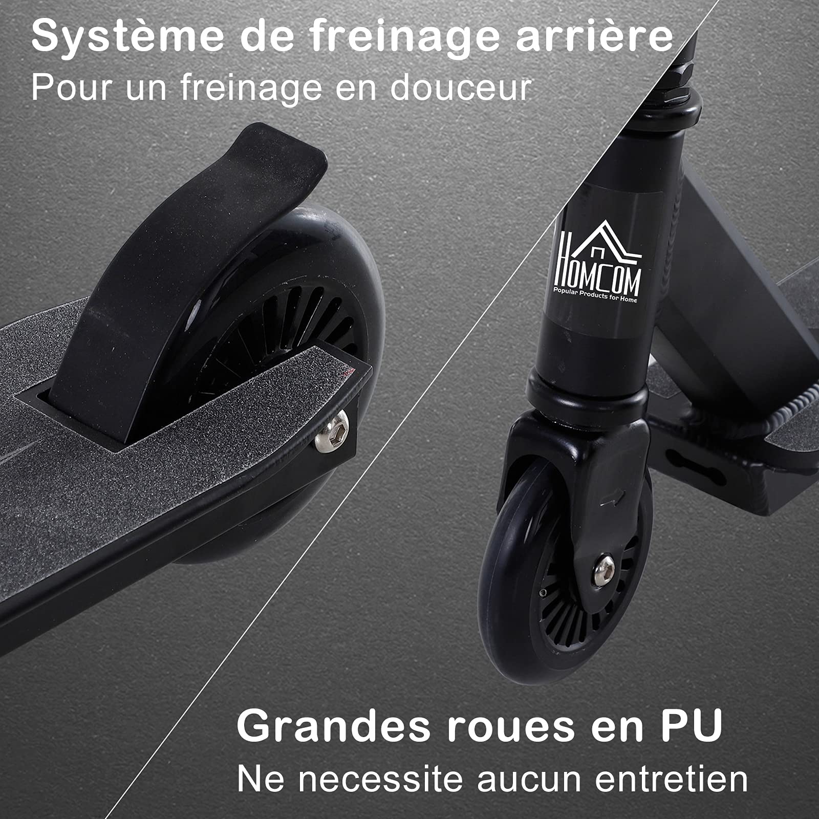 Trottinette Patinette Freestyle Freinage Friction Arrière Aluminium Noir | nan