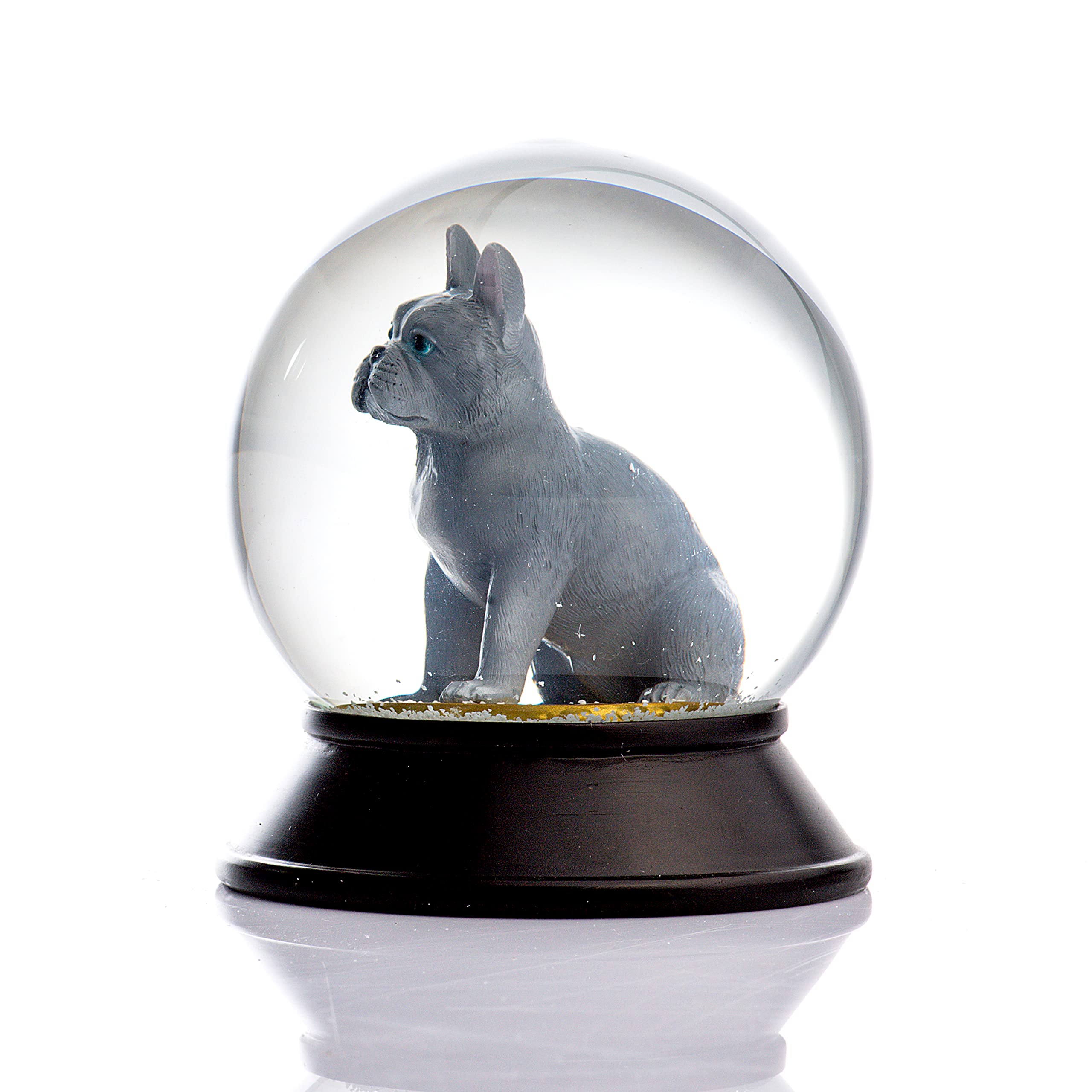 SNOOWG Cam Ve Reçine Altın Patiler Köpek French Bulldog (Gri) Kar Küresi Hediye