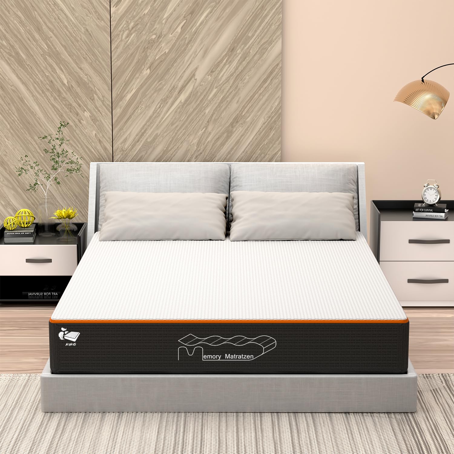 Materasso 160 x 200 cm, altezza 26 cm, materasso in schiuma fredda in gel, 7 zone, grado di durezza H2/H3, Premium Memory Foam per letto doppio, camera da letto familiare (160 x 200 x