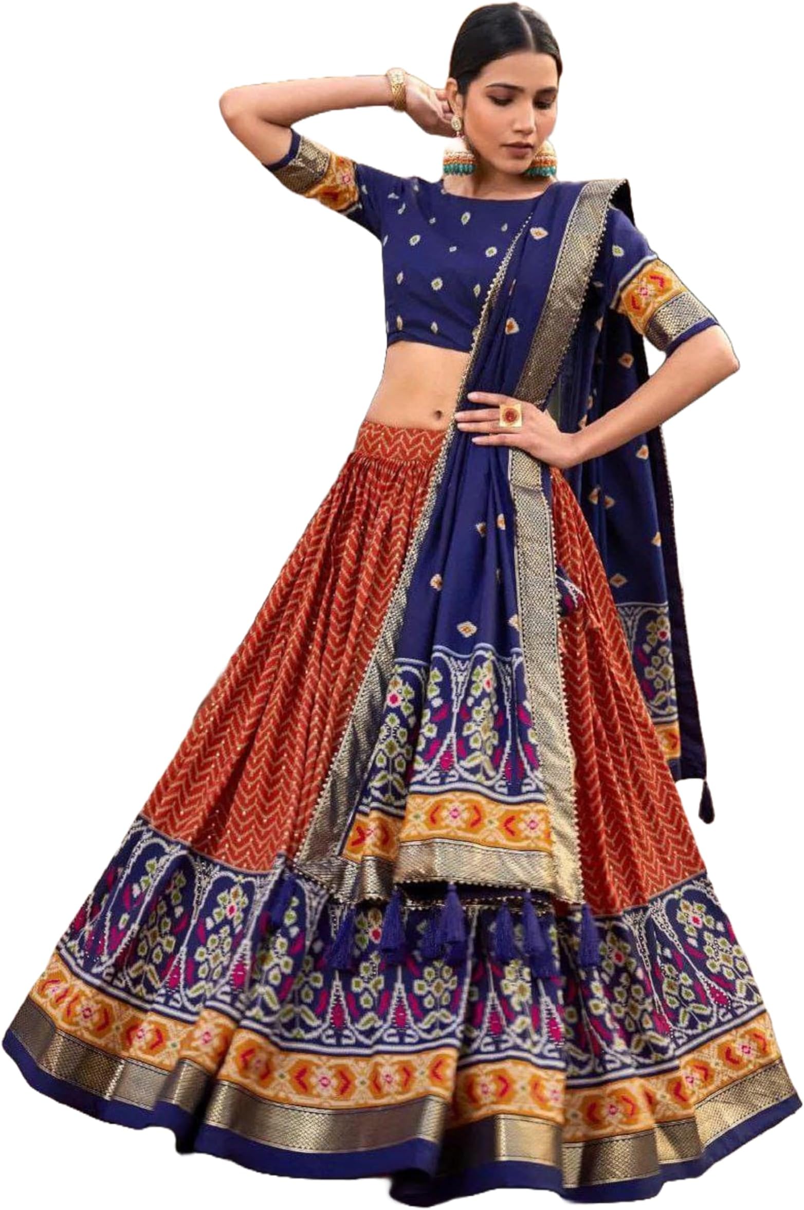 RoohVastraDiwali Speacial indian ready to wear Chaniya choli for women flared lehenga with stitched blouse M-2