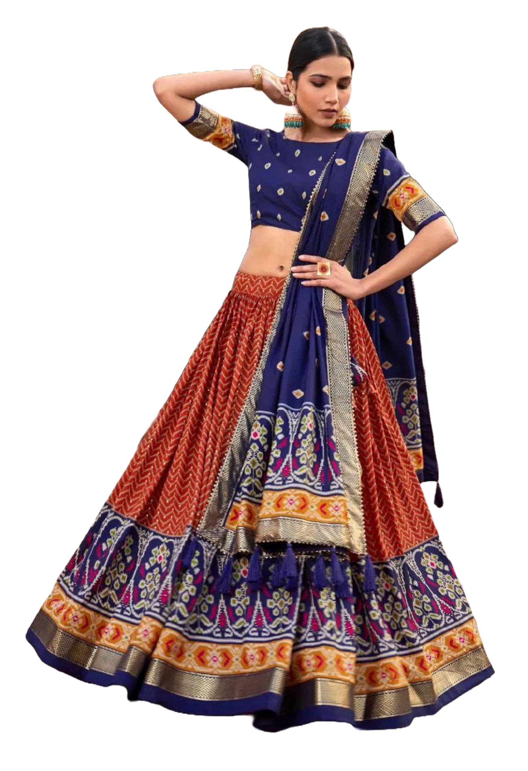 RoohVastraDiwali Speacial indian ready to wear Chaniya choli for women flared lehenga with stitched blouse M-2