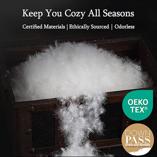 Miniatura 3 de Edredón de plumón tamaño Queen, relleno de edredón de peso medio para todas las estaciones con 8 bucles, edredón de lujo sin ruido, blanco, 90 x 90