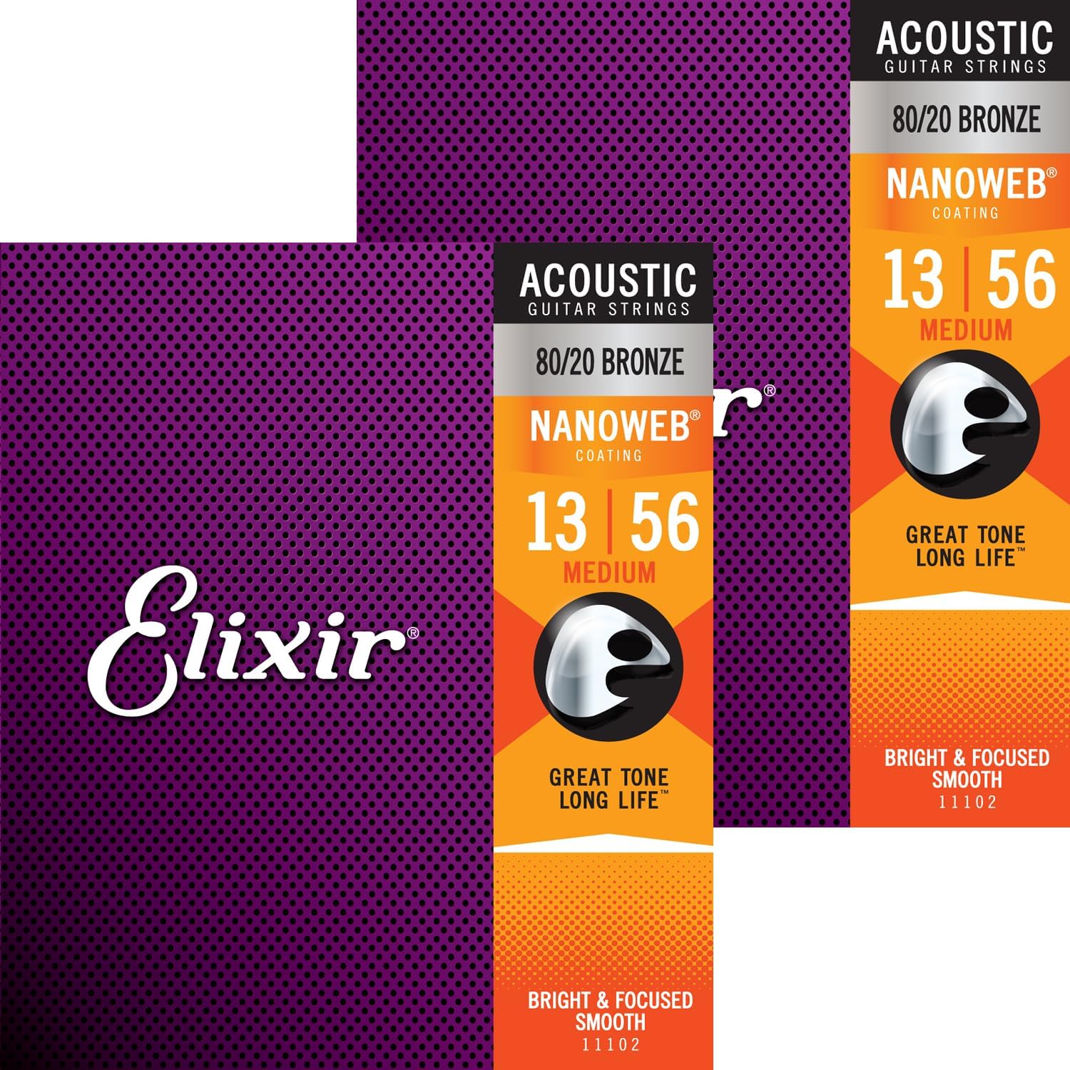 Elixir Medium Nanoweb Acoustic Guitar Strings 2-Pack