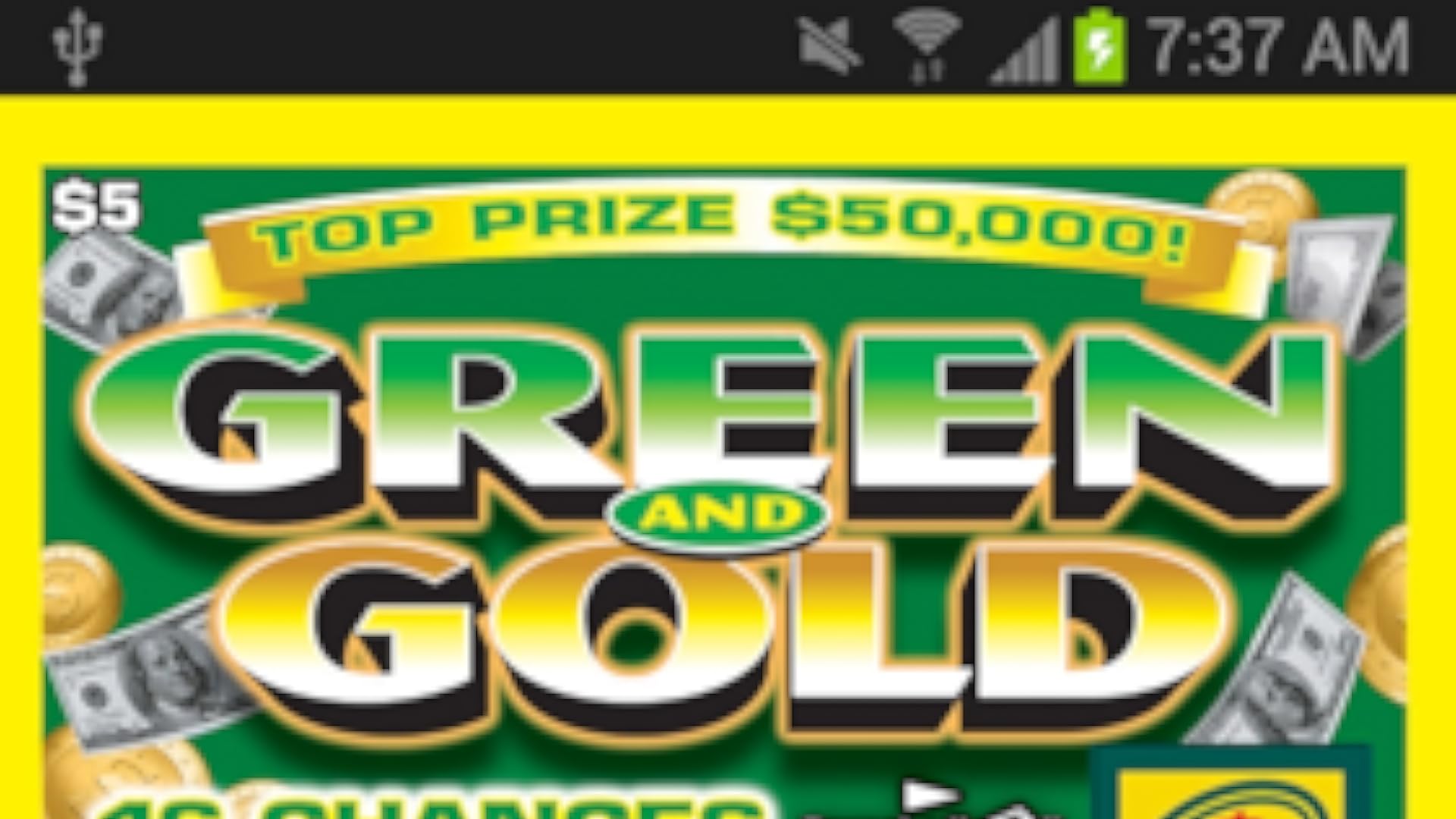 GREEN & GOLD Lotto Video Scratch Card App on Amazon Appstore