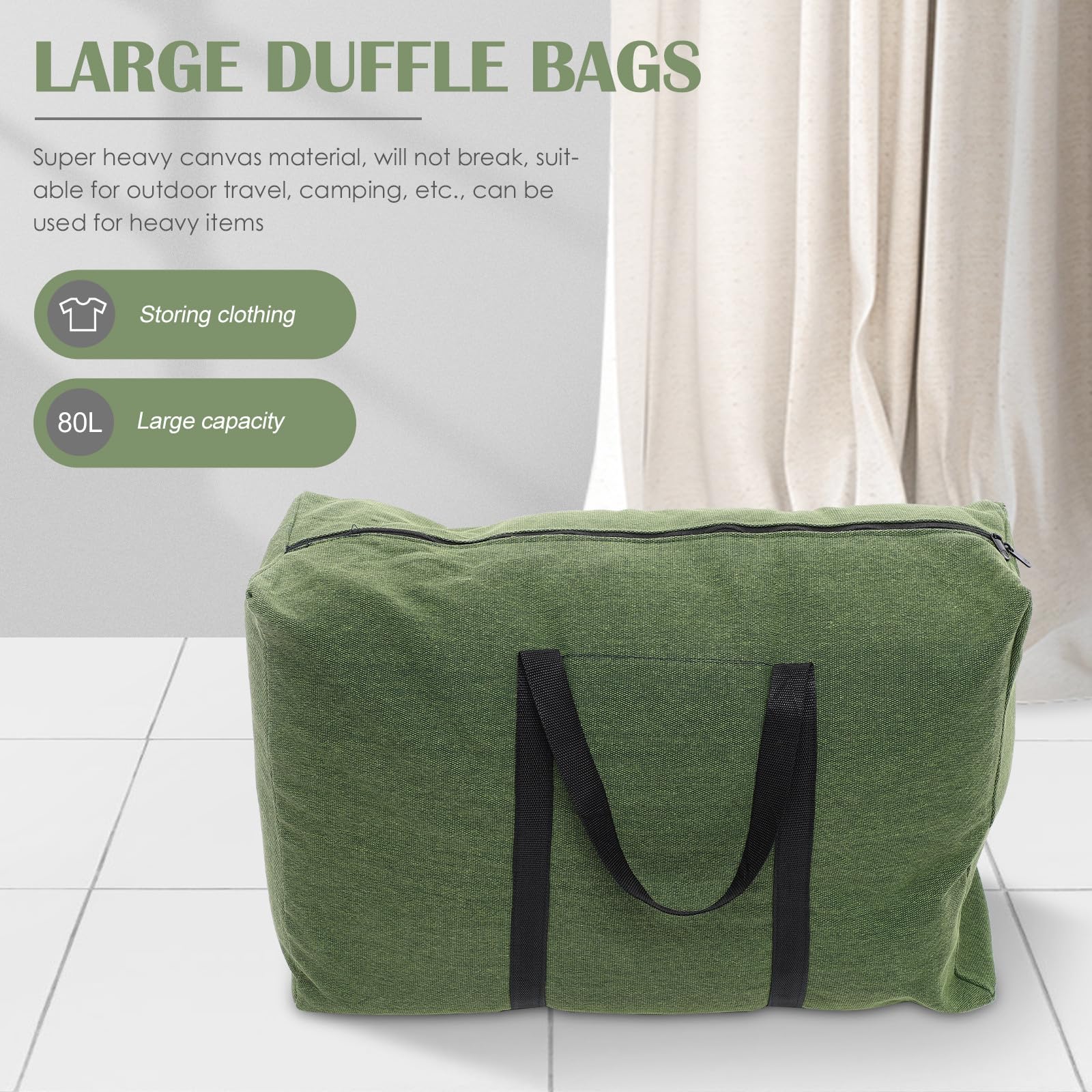TOYANDONA Borsa Grande per Bagagli in Tela Canvas Manici, Capacità Extra Large per Back To School Party e Viaggi, Resistente e Funzionale Colore Casuale
