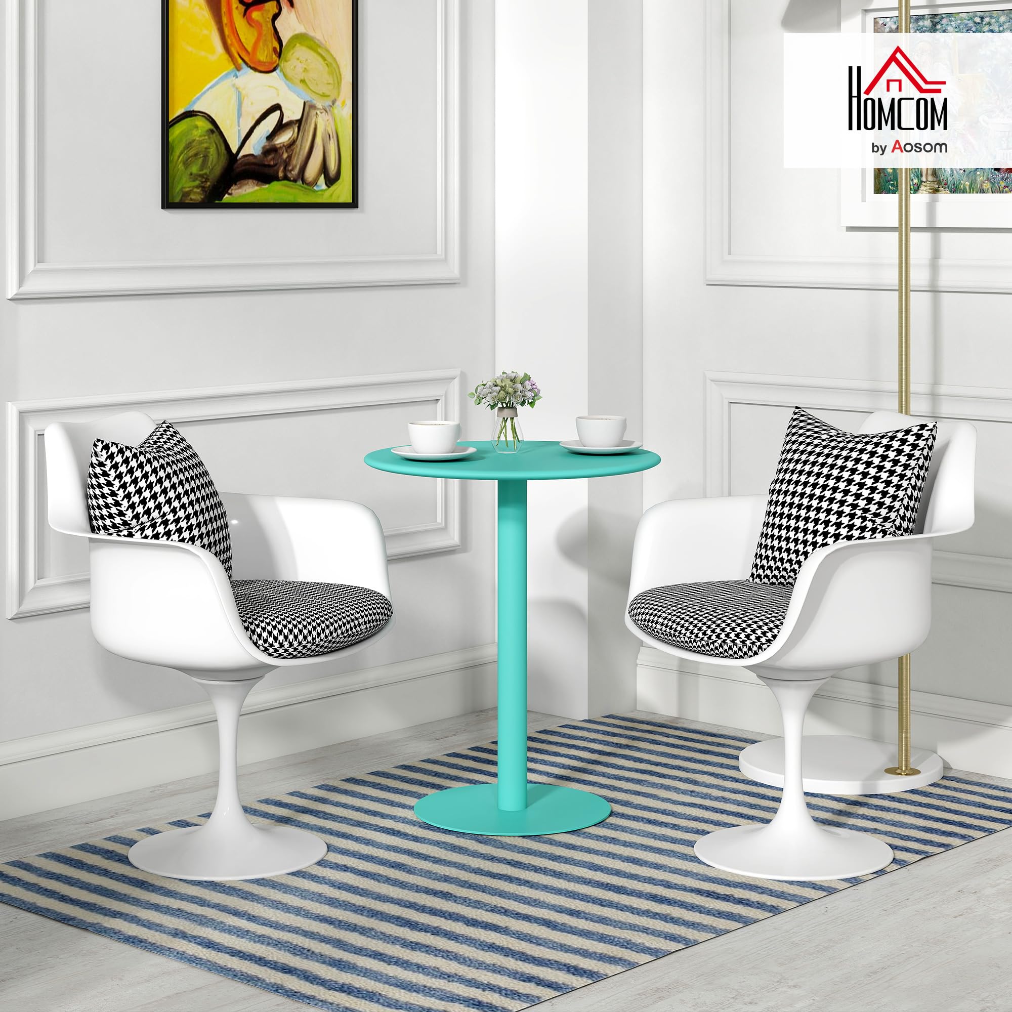 Ensemble De Table à Manger Ronde Pour 4, Table De Cuisine Moderne Avec 4 Chaises De Salle à Manger Noires