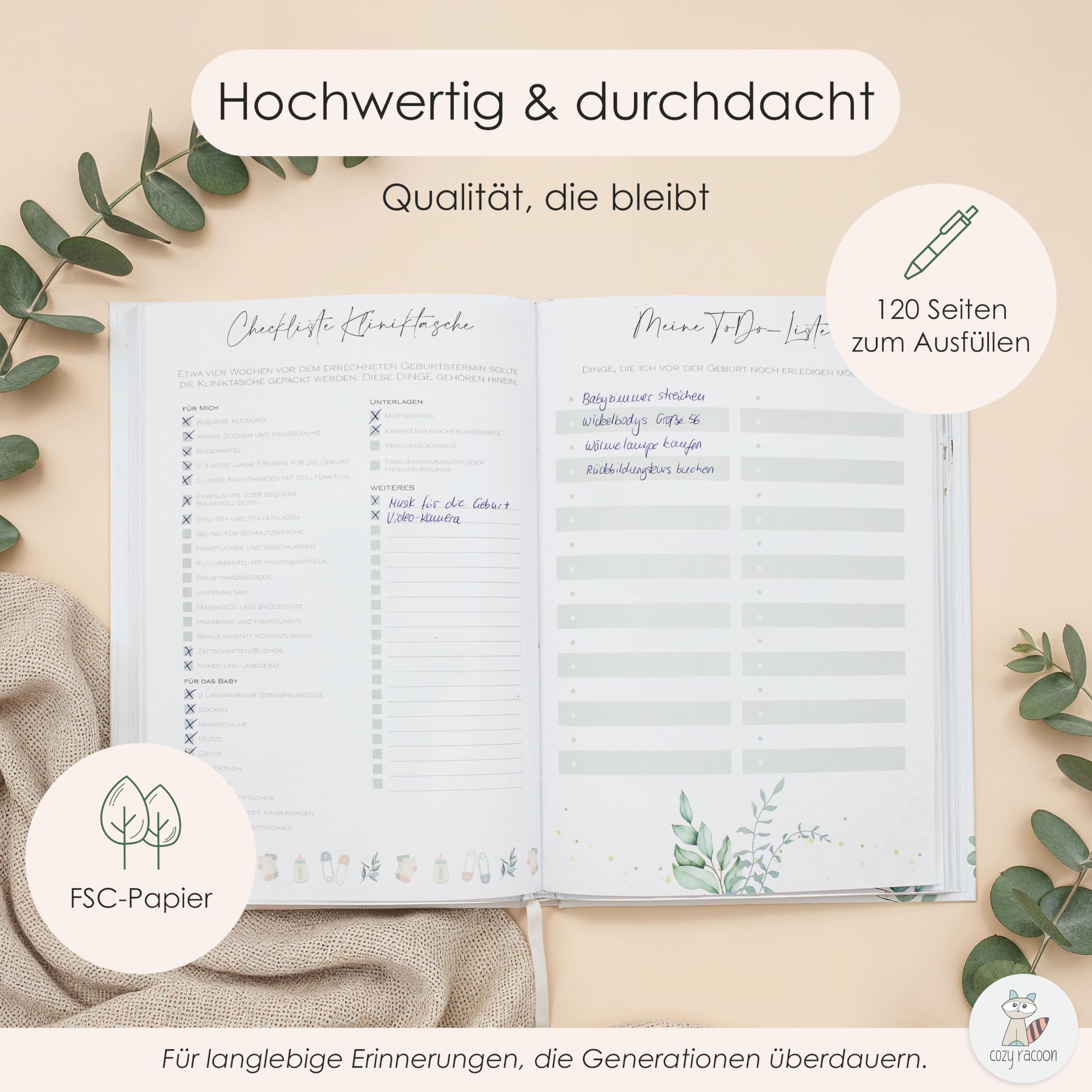 Diario di gravidanza | Diario per la gravidanza con tasca interna aggiuntiva e 158 adesivi I 120 pagine per i tuoi ricordi | Design floreale