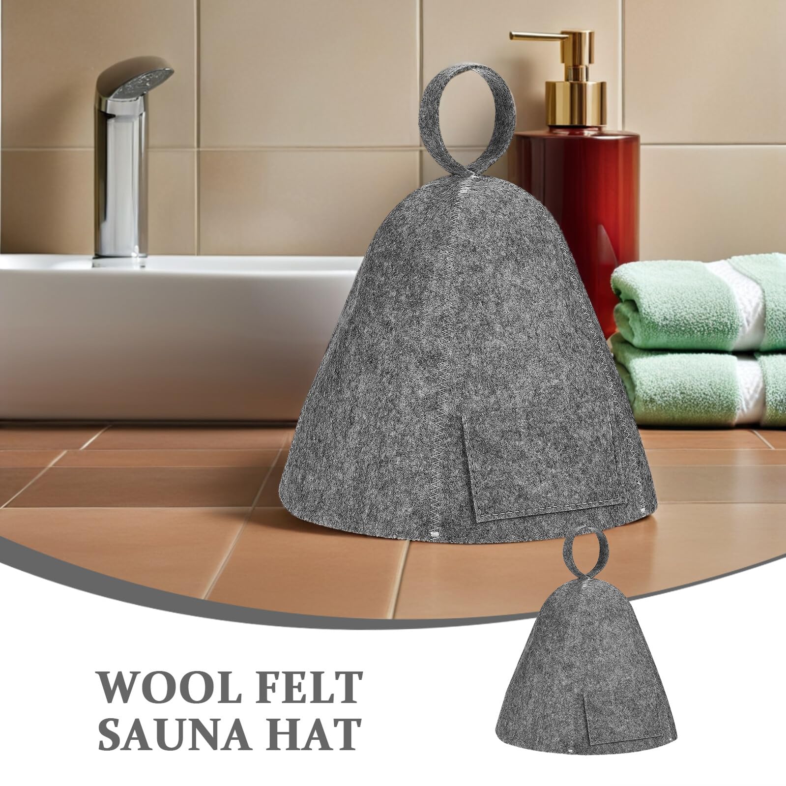 8 Stück Pack Wollfilz Saunahauben für Damen und Herren Saugfähige Verstellbare Filz Banjamützen In Grau und Weiß Weicher Haarschutz für Sauna Dampfbad und Badewanne