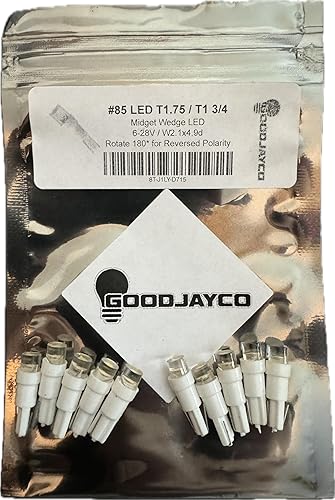 Miniatura 3 de (10 piezas) #85 LED T1.75  T1 34 Base de cuña enana 6-28V 85 LED blanco de repuesto para #85 incandescente T1 34 W2.1x4.9d Base lámpara LED