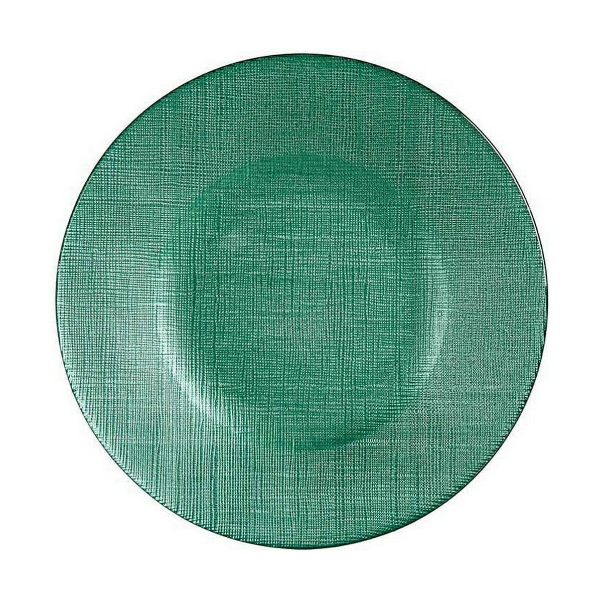 Vivalto Plato Llano Verde Vidrio 6 Unidades (21 x 2 x 21 cm)