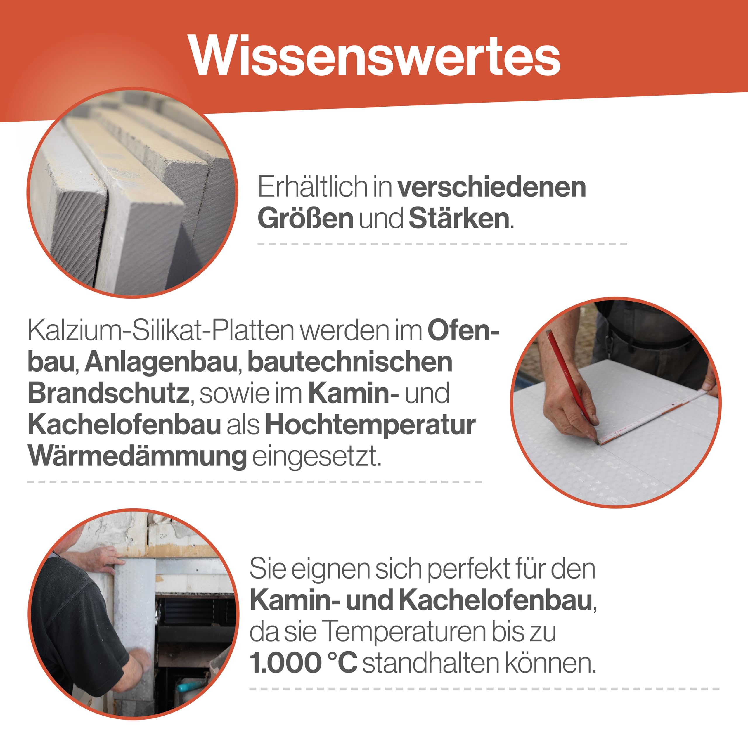 Feuerfest 123 - Kalziumsilikatplatte [500x610x20 mm | 3 Stück] - Dämmung Verkleidung Öfen & Kamine - Dämmplatte Klimaplatte niedrige Wärmeleitfähigkeit - 1.000 °C hitzebeständig - Wärmedämmplatte