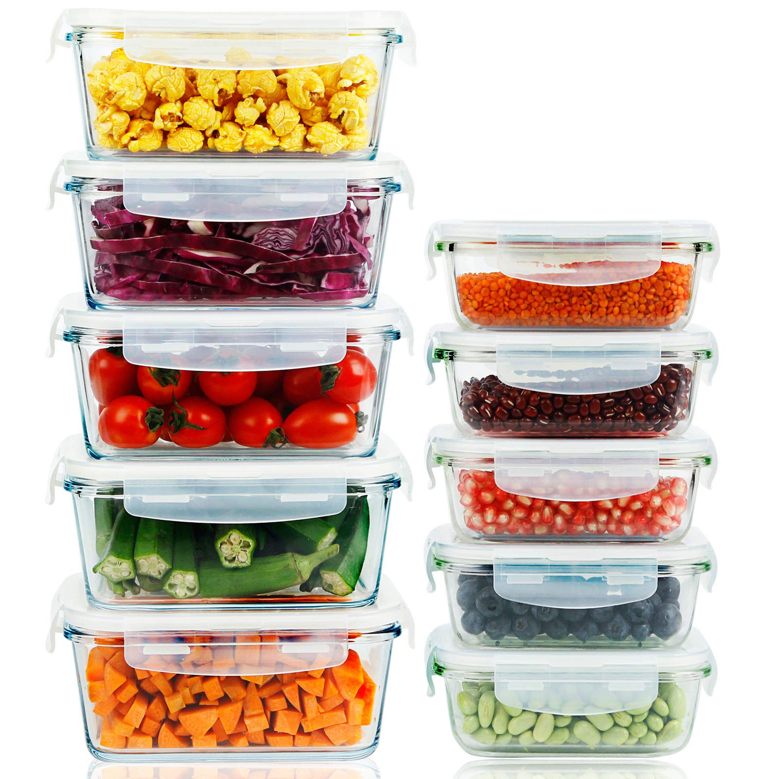 Buy 10 Pack Meal Prep Containers Glass Food Storage Containers with