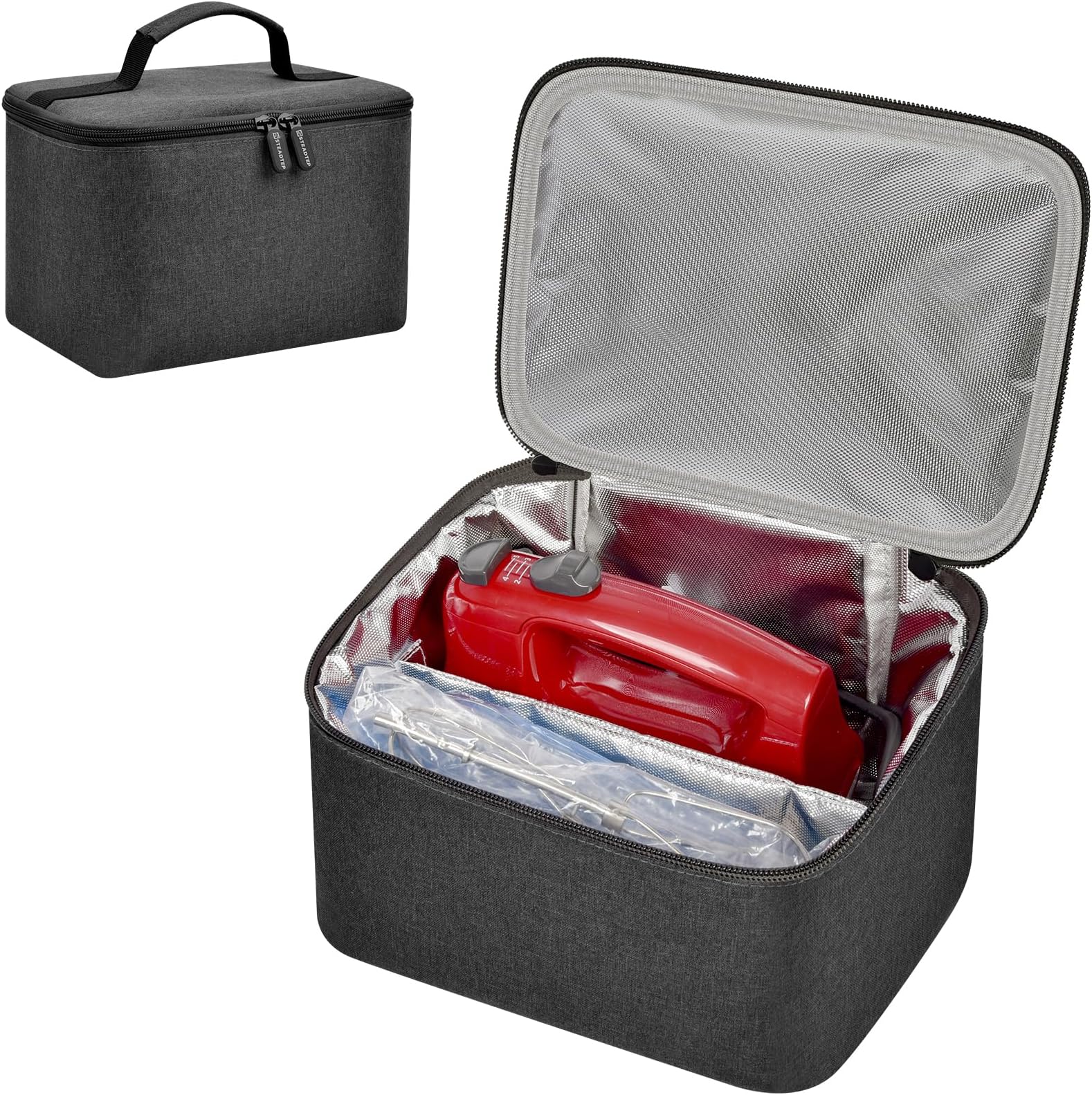Digital Hand Mixer Carrying Bag for KitchenAid 5/6/ 7/9 Ultra Power Speed Hand Mixers, Portable Travel Storage Case Bag with Handle for Kitchen Aid Mixer Accessories (Box Only) - Grey