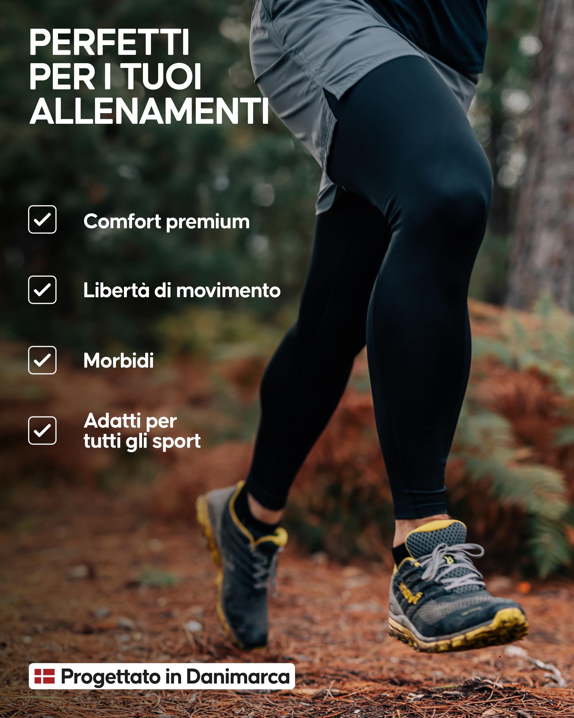 DANISH ENDURANCE Pantaloni Compressione, Traspiranti e ad Asciugatura Rapida, Leggings Sportivi Uomo, 2 Paia