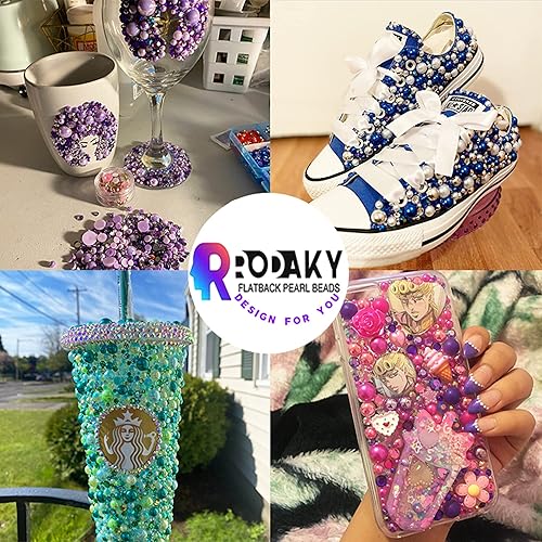 Miniatura 7 de RODAKY 2000 perlas AB negras con parte trasera plana, diamantes de imitación para manualidades, 6 tamaños, perlas semicirculares, cuentas con lápiz