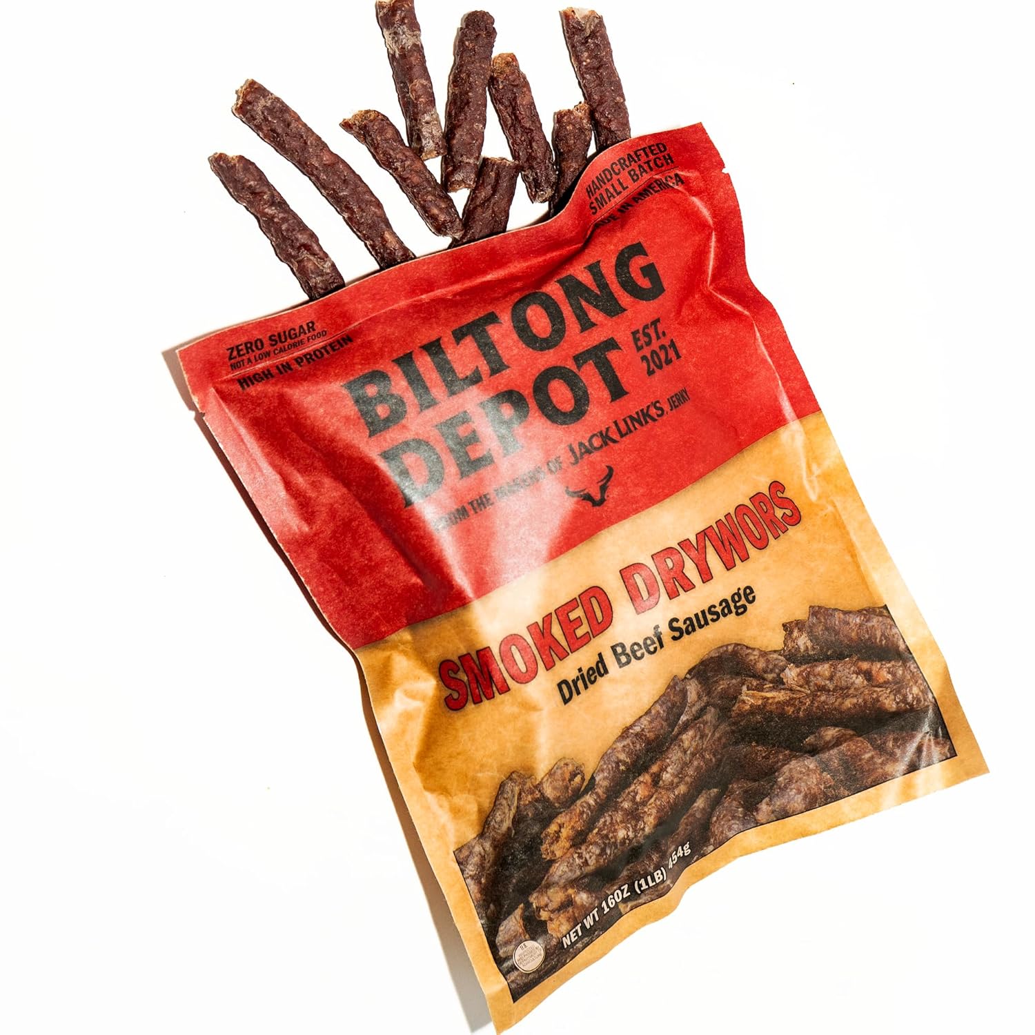 Biltong Depot Smoked Drywors - 1 lb (16oz) | South African Air-Dried Beef Snack Sticks | High Protein | Keto and Paleo Friendly | Zero Sugar | Gluten Free | No Artificial Preservatives | No MSG