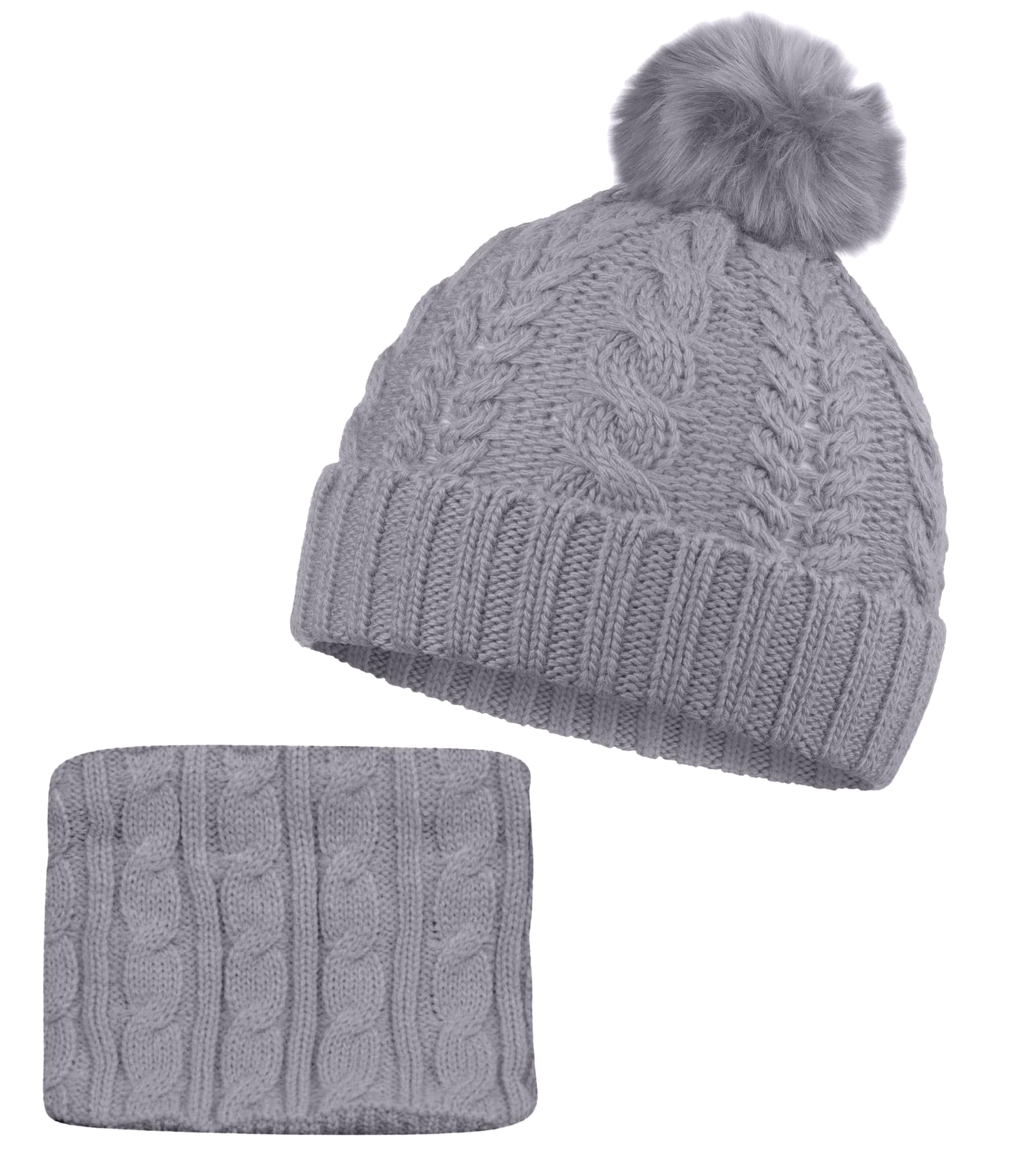 Hifen Boys Grey Hifen® Kids Insulated Fur Lined Layered Hats And Neck Warmer Set For Cold Weather Make You Warm In Winter