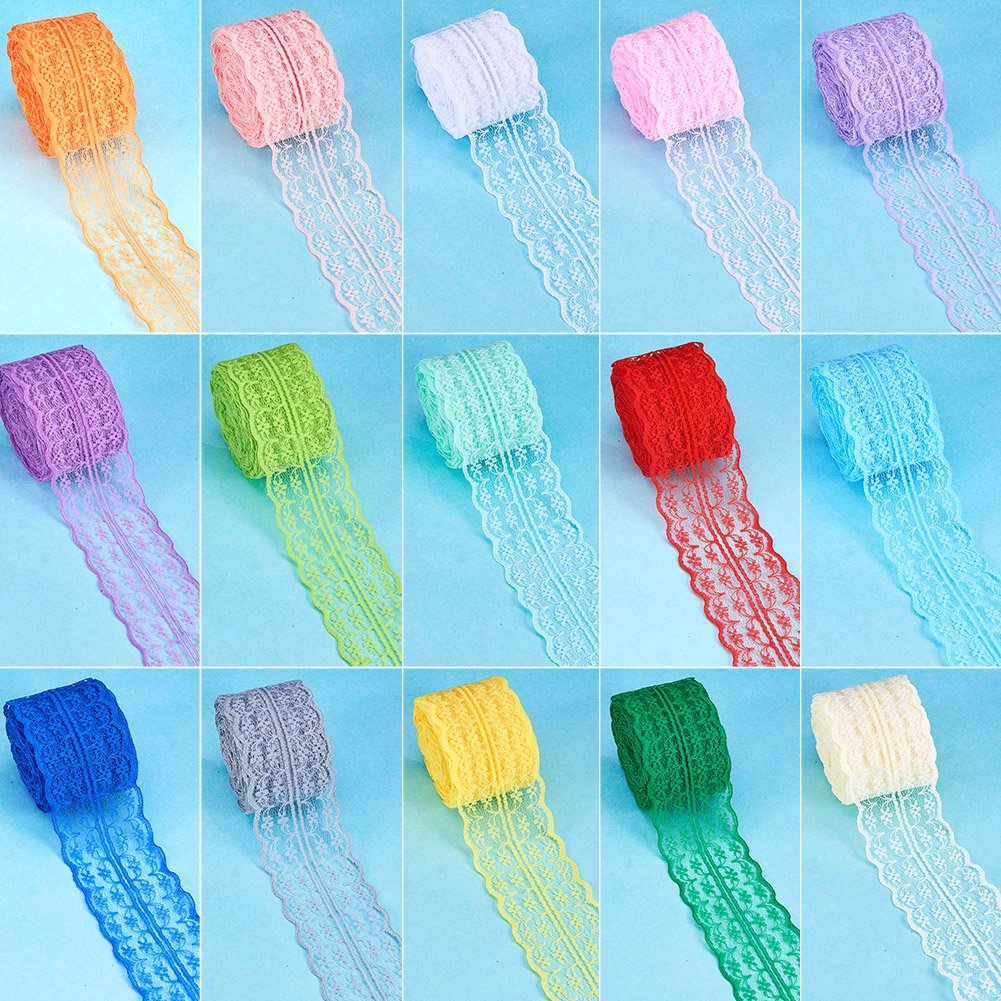Ruban Dentelle Floral 20 Rouleaux - 20 Couleurs, 30mm X 9.1m, Décoration Cadeau