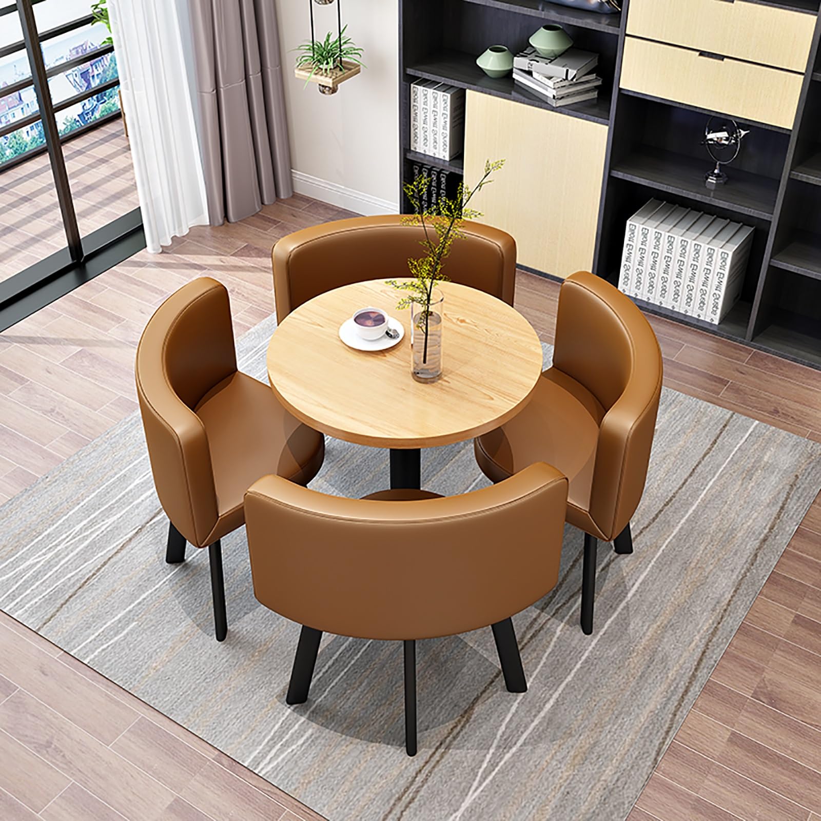 Amazon｜大理石のテーブルと椅子を備えた4人用の円形ダイニング