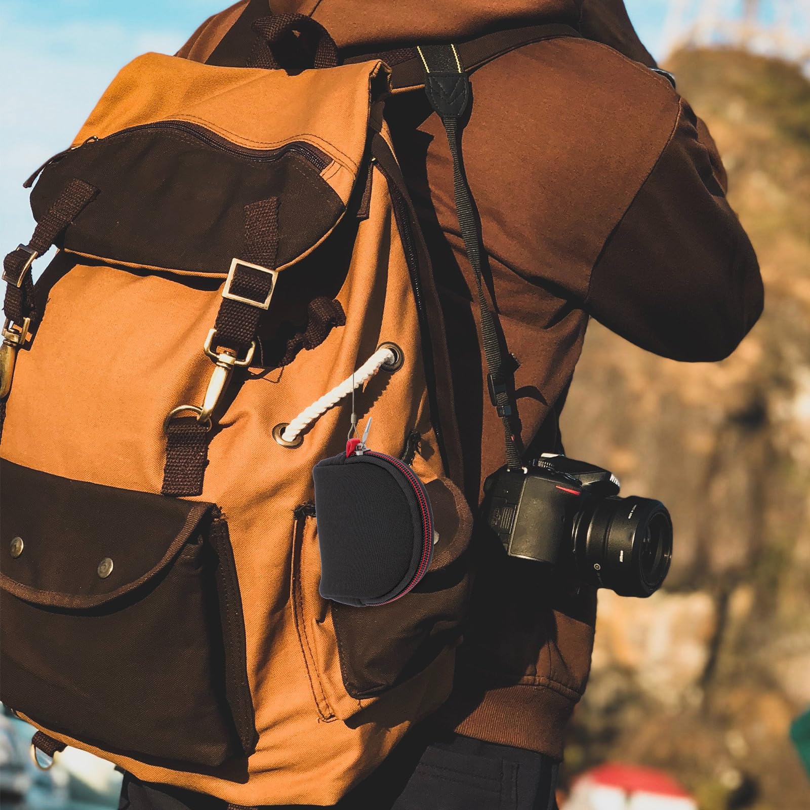 Tofficu Objektivköcher aus Neopren Runde Kameraobjektivtasche mit Reißverschluss Tragbare und Faltbare Filtertasche für Kamera und Rucksackeinsatz Zufälliger Stil