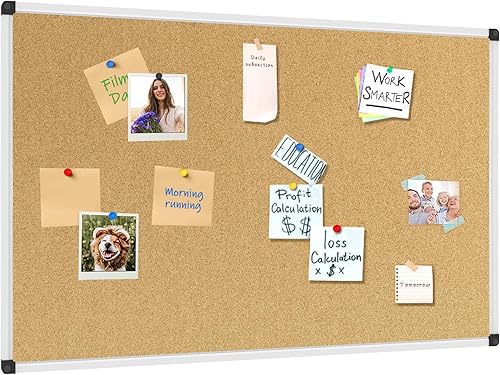 Vista 44 de XBoard Tablero de corcho de 48 x 36 pulgadas, tablero de anuncios con pasador de empuje para exhibición y organización