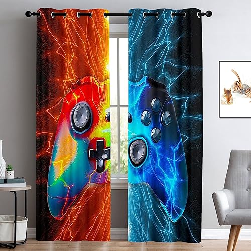 Miniatura 2 de Nextchange Cortinas térmicas para habitación de jugadores, para dormitorio, niños, adolescentes, videojuegos, consola de videojuegos, cortinas