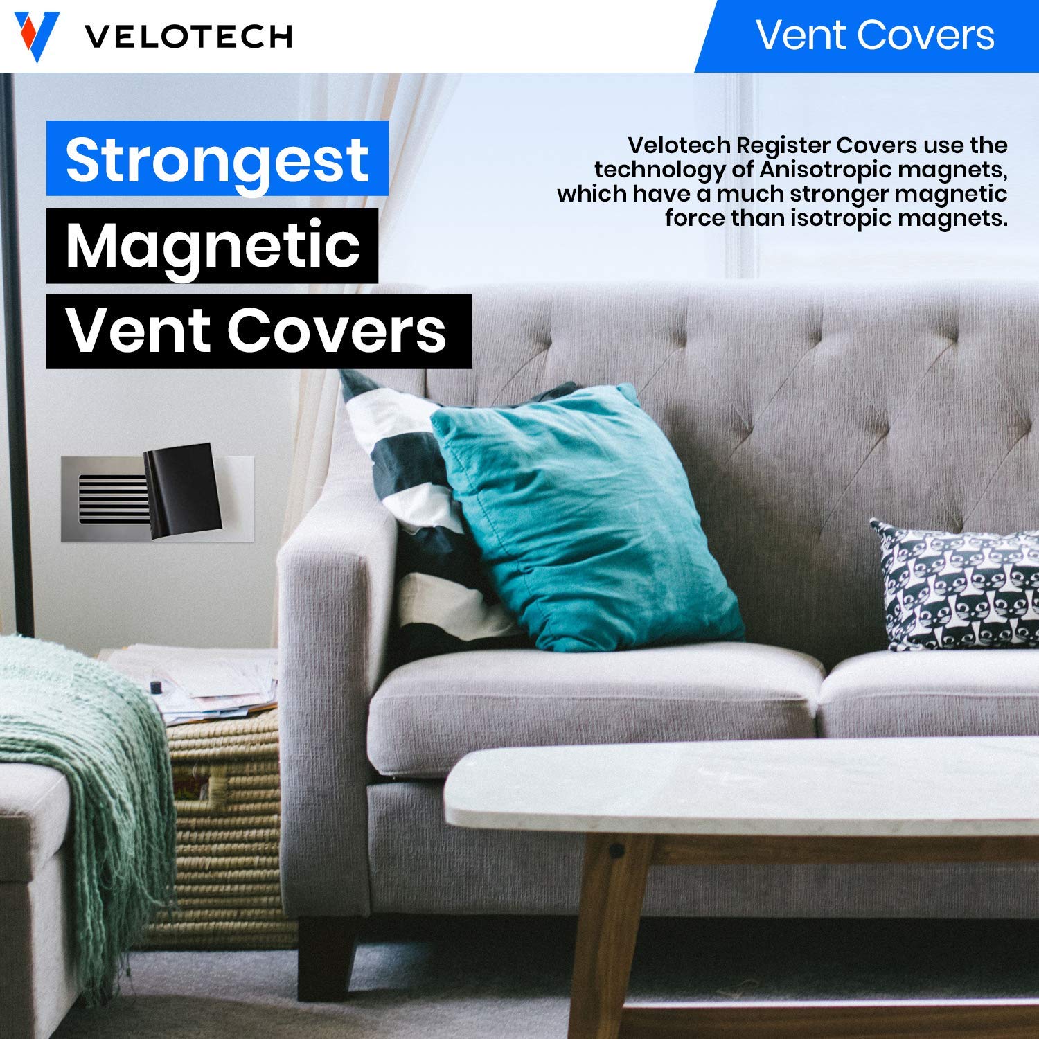 Buy VeloTech Vent Cover 4Pack for Steel Registers 12" X 5.5" 2MM