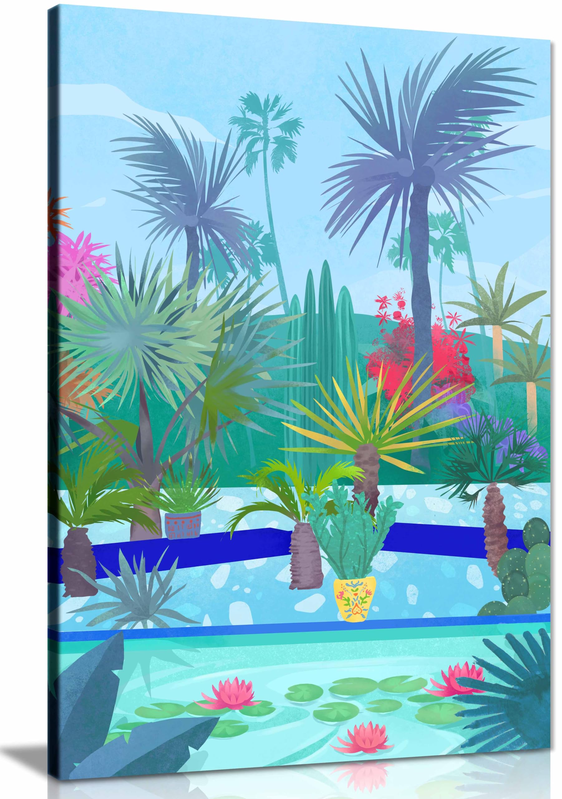 Moroccan Garden Framed Canvas Print, Pictures for Home Walls, Bedroom, Living Room & Bathroom Decor 46x31cm (18x12in)