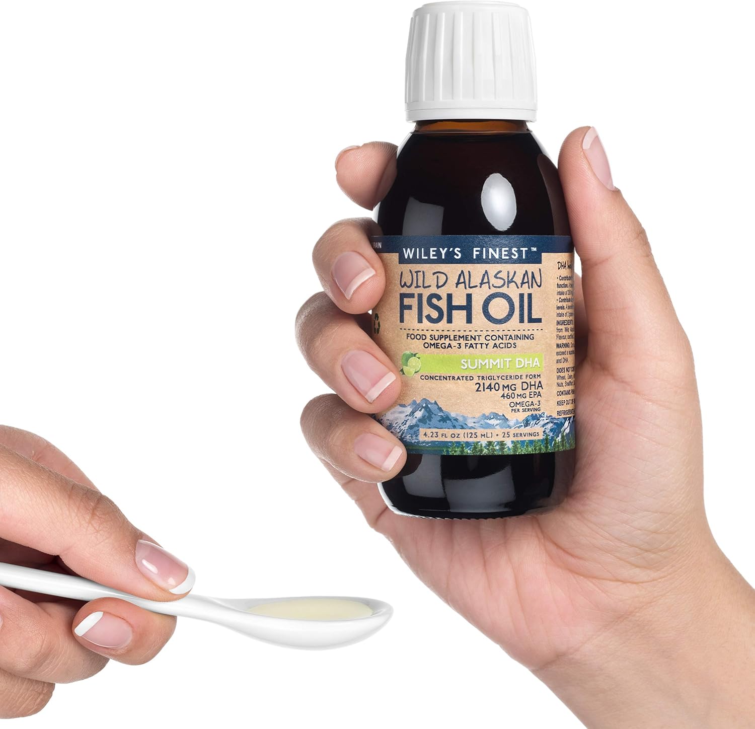 Wiley's Finest Wild Alaskan Fish Oil Summit DHA Liquid, 2140mg of DHA and 460mg of EPA Omega-3s - Image 3