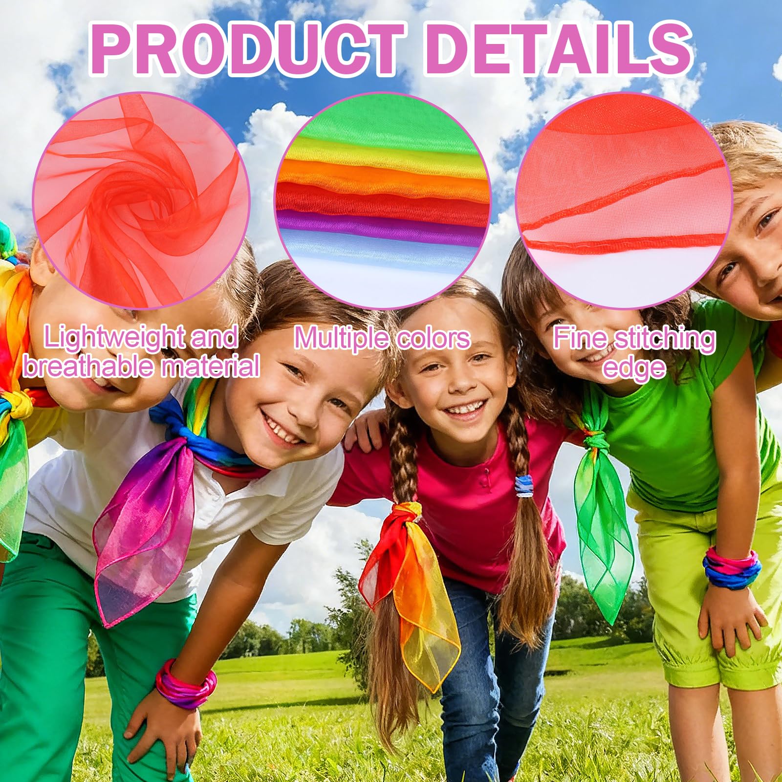 24 Pezzi Foulard Colorati per Bambini 60 x 60cm Foulard Giocoleria per Danza Circo Magia e Acrobatica