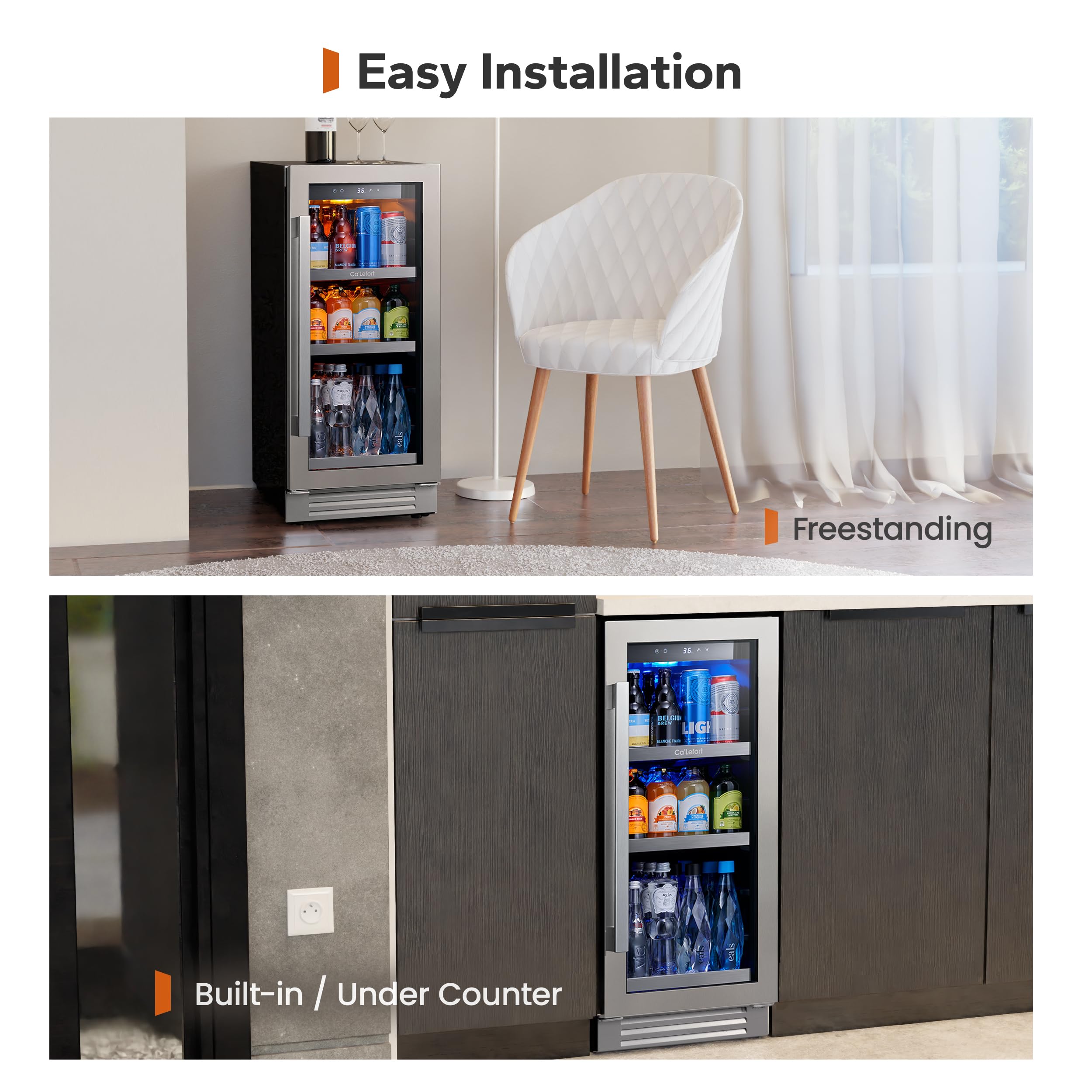 Ca'Lefort Beverage Refrigerator Cooler - 30 Inch 34-54°F Beverage Fridge Glass Door, Drink Fridge Glass Door 3 LED Beverage Cooler Built-In Or Freestanding, Perfect For Home/Kitchen(6.0 Cu.Ft) on Fridge.com - View 6