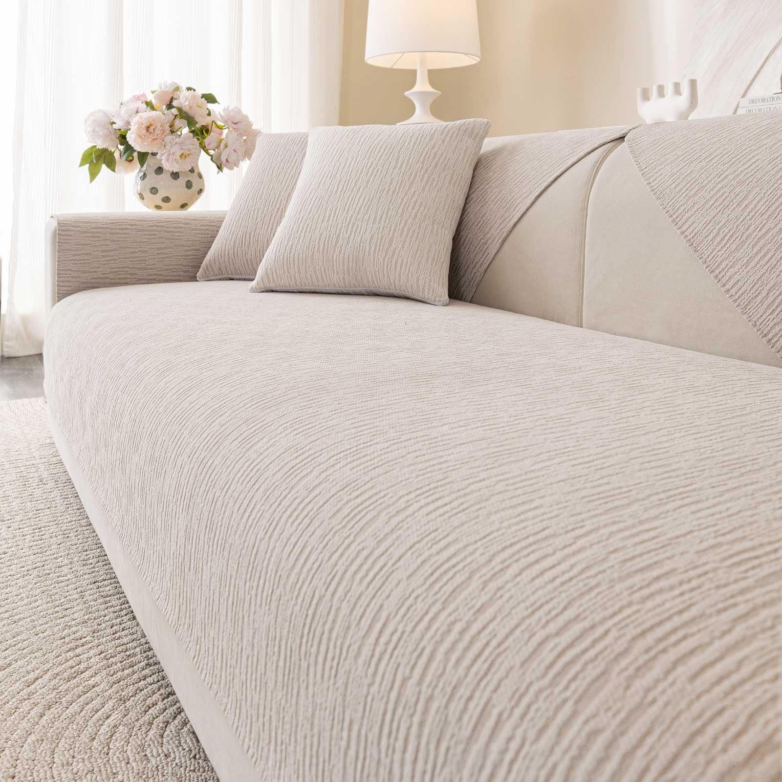 Soft Waterproof Chenille Cover Washable, Non Slip Sectional Sofa Covers for 3 Cushion Couch Sofa L Sharped Sofa Slipcover for Pets, Furniture Protector (1 PCS 36"x82" Coffee)