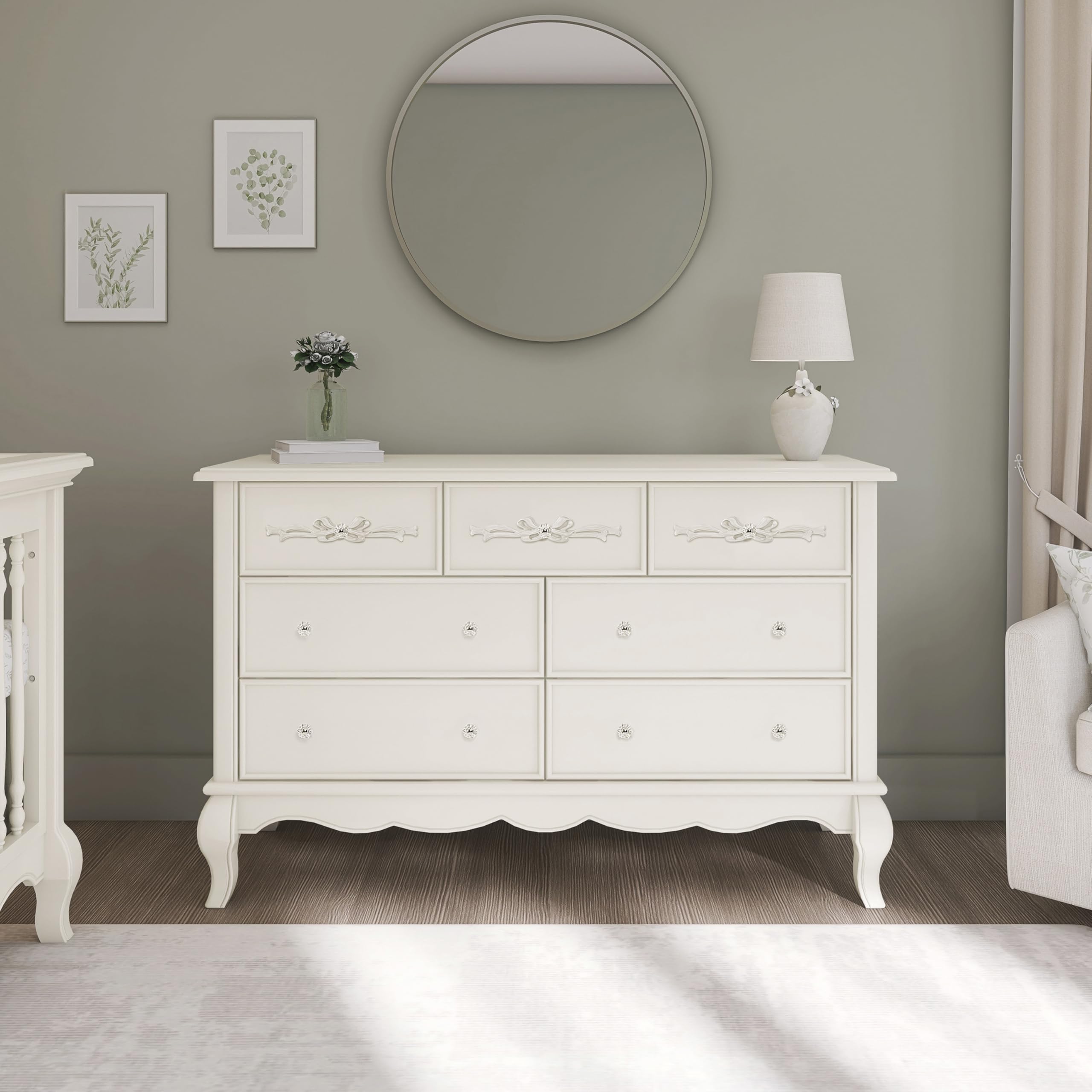 Evolur Aurora 7 Drawer Double Dresser,: Ivory Lace
