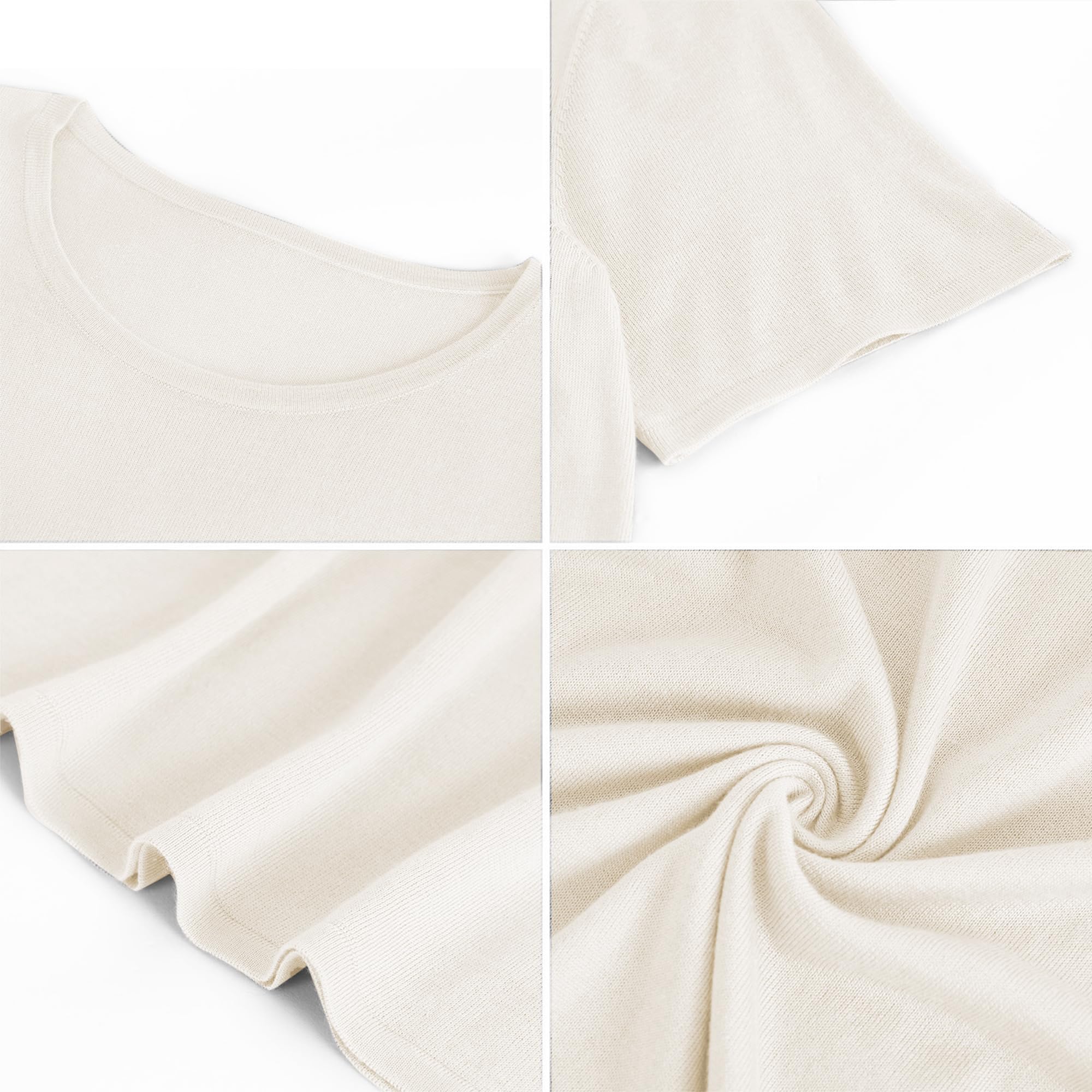 GreenMount Women's Silk Cashmere Round Neck T-Shirt Stretchy Basic Tee Summer Tops for Women