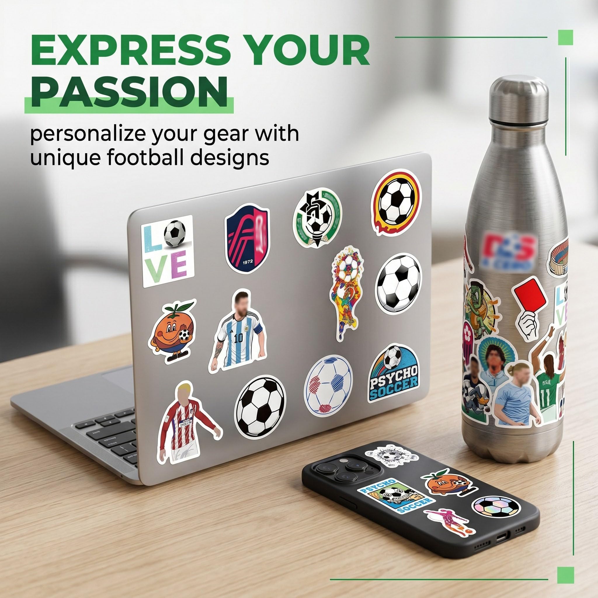 120 Pezzi Calcio Adesivi, Calcio Gioco Stickers, Impermeabile Sport Decalcomanie per Bambini, Adolescenti, Adulti