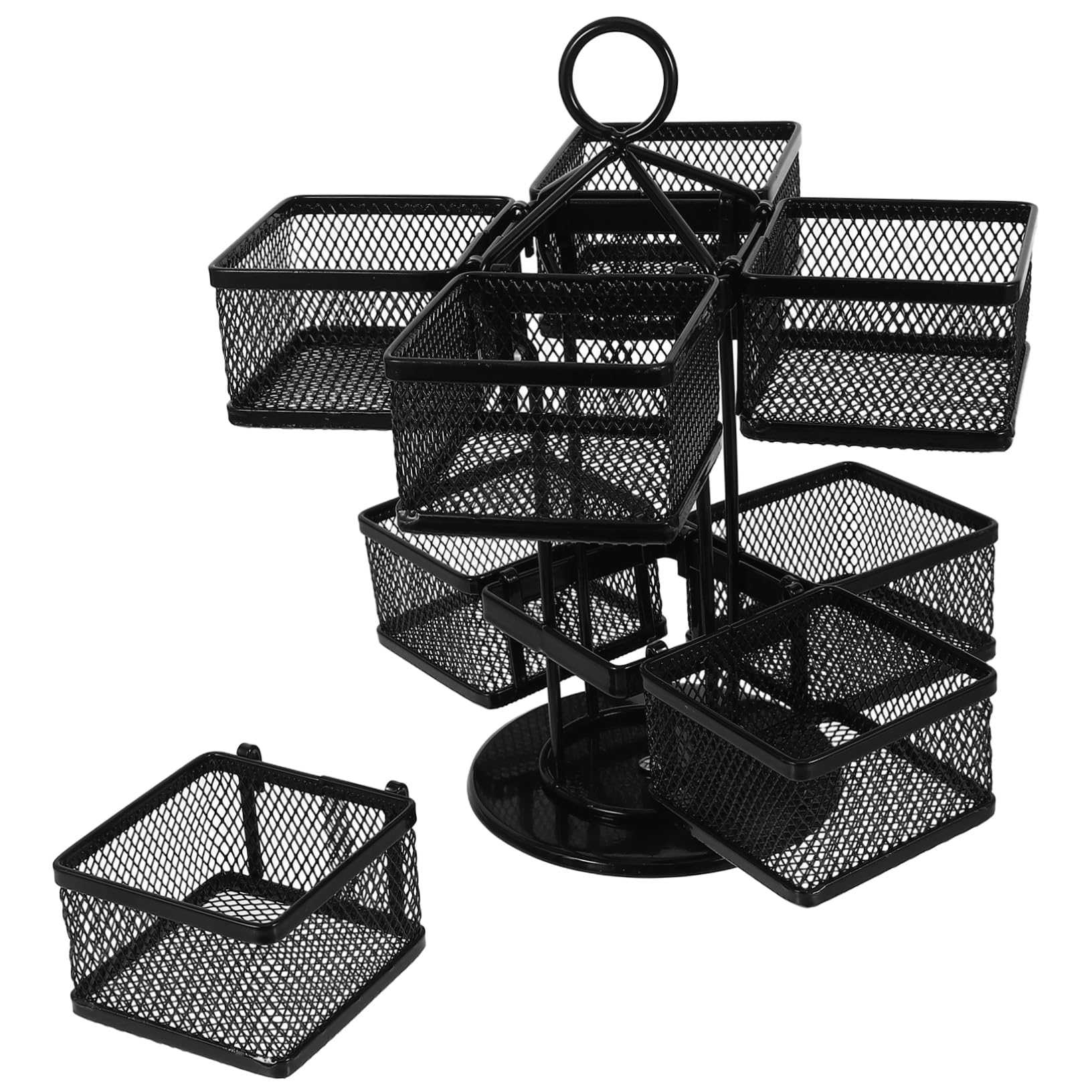 OKUMEYR Tea Bag 360° Rotation Iron Wire Storage Box for Tea Sugar Packets Kitchen Pantry Organizer