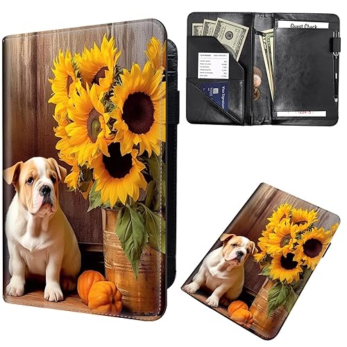 Libro de mesero para camarera, cartera de servidor, compatible con delantales de servicio, piel sintética con cremallera y 7 bolsillos grandes,