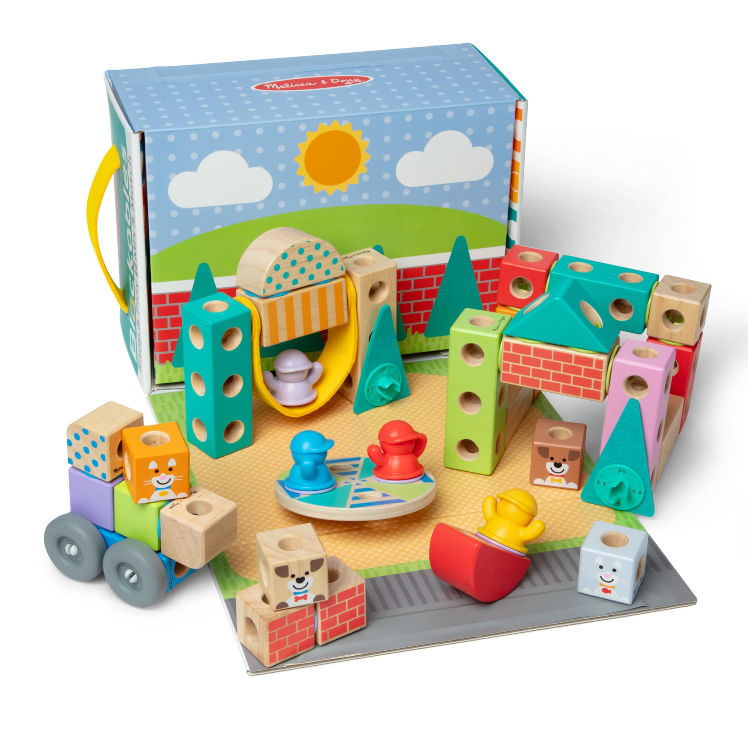 Melissa & Doug Blockables Town Snap and Play - Educational Toy Set for Children, Multi-color, 21.717 cm x 12.7 cm x 29.337 cm