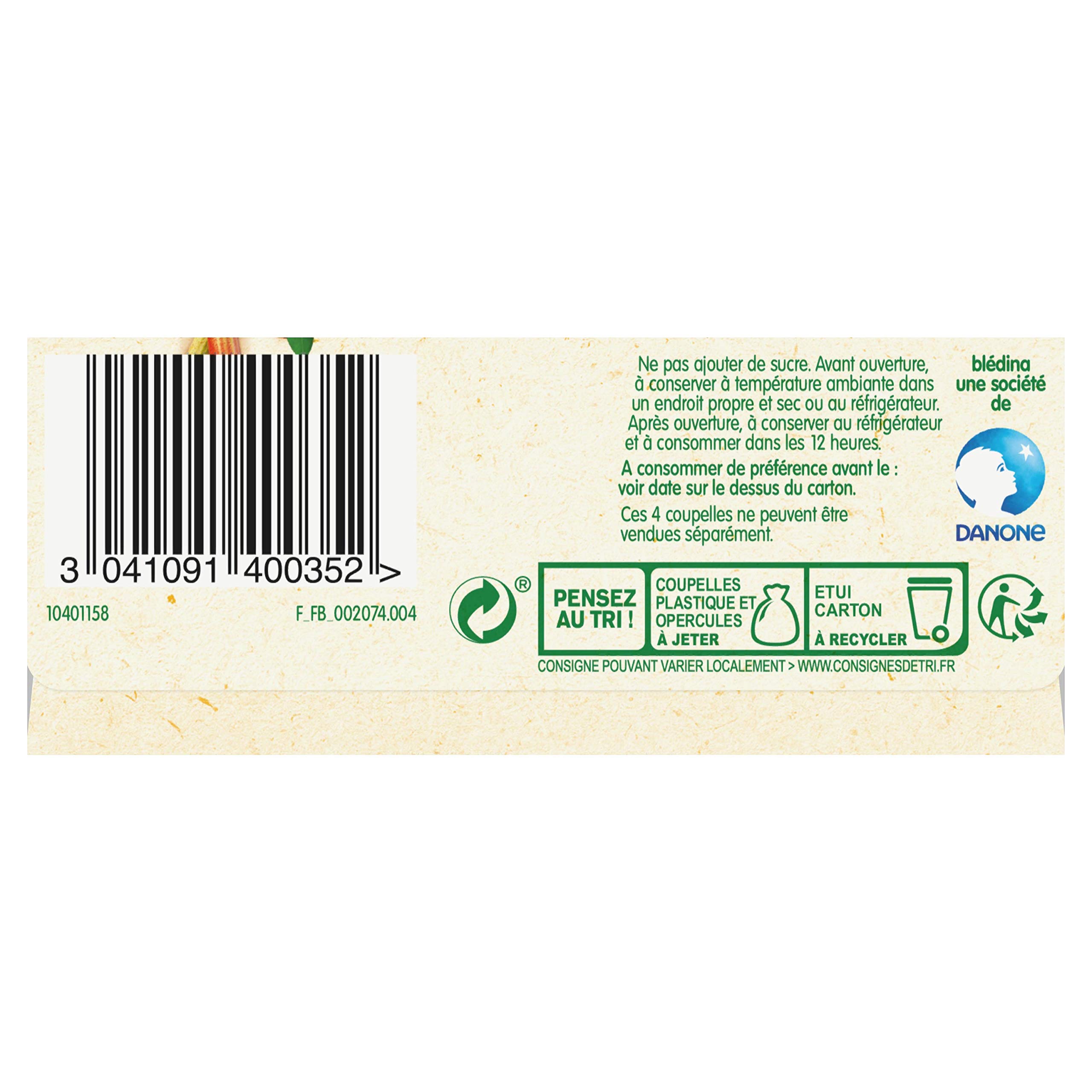 Blédina 4 Coupelles Harmonie de Fruits Dès 6 mois, 4 x 100g
