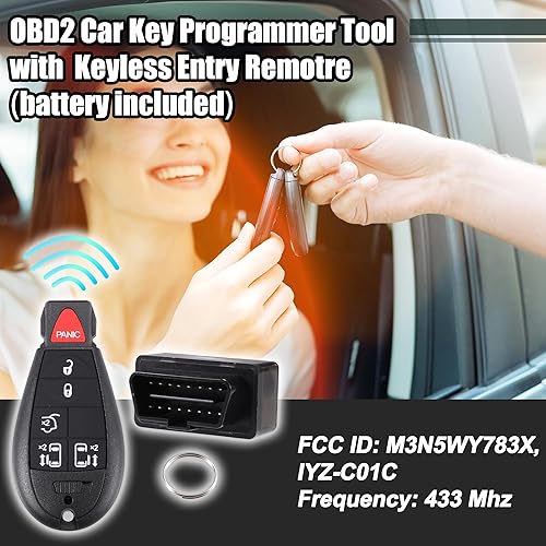 Miniatura 2 de X AUTOHAUX Programador de llaves con reemplazo remoto de entrada sin llave para Dodge Grand Caravan Journey Challenger cargador para Jeep M3N5WY783X